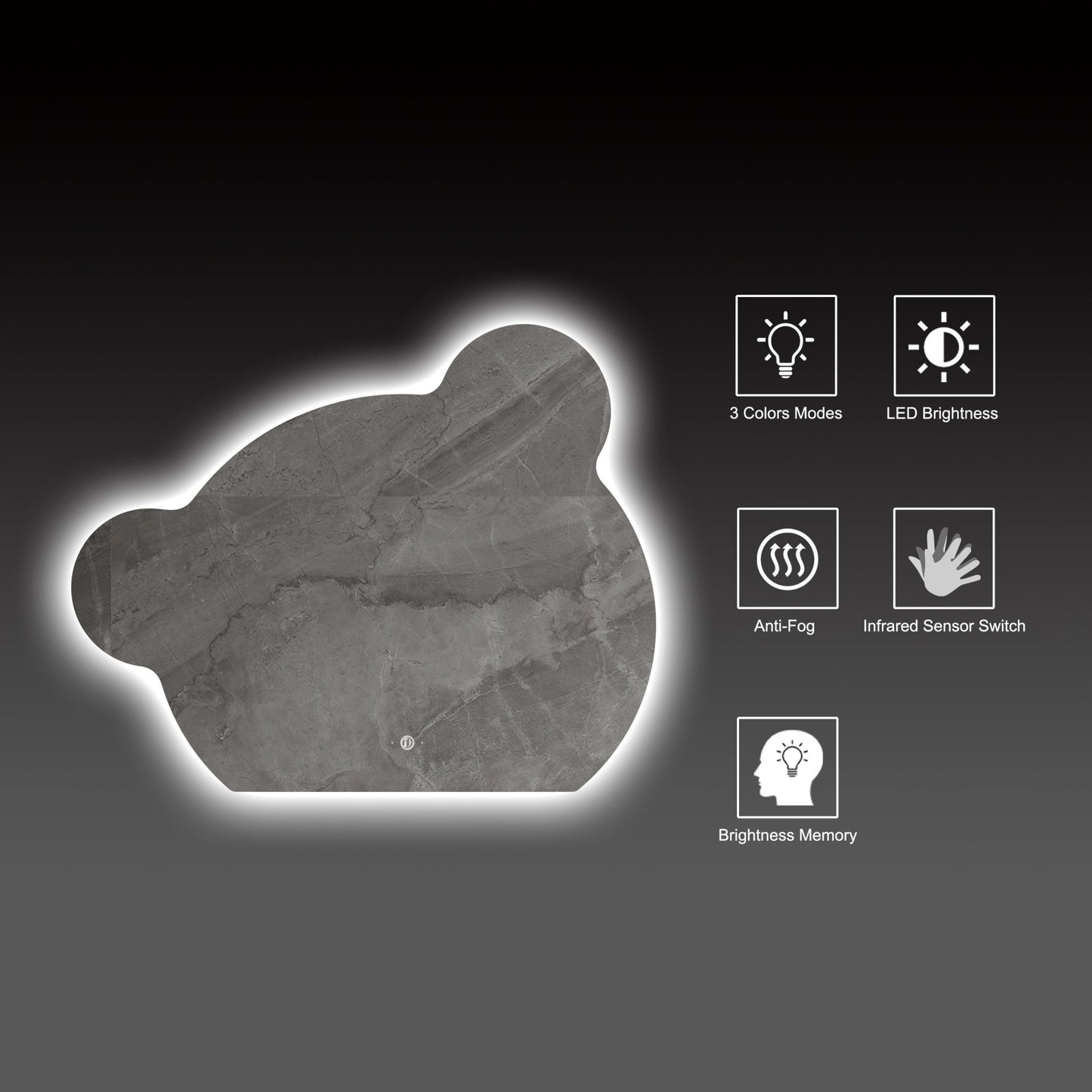 Bear Glow LED Mirror – Wave Sensor, Anti - Fog, Dimmable, 32"x40" - LED MIrror NeoNova Decor