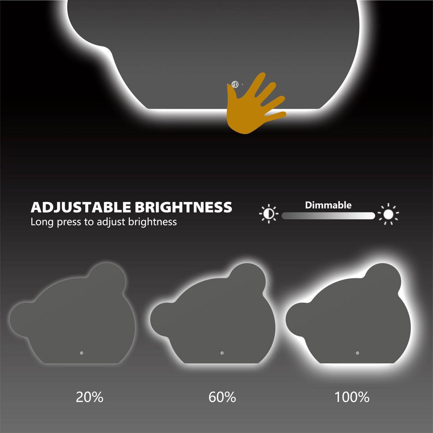 Bear Glow LED Mirror – Wave Sensor, Anti - Fog, Dimmable, 32"x40" - LED MIrror NeoNova Decor