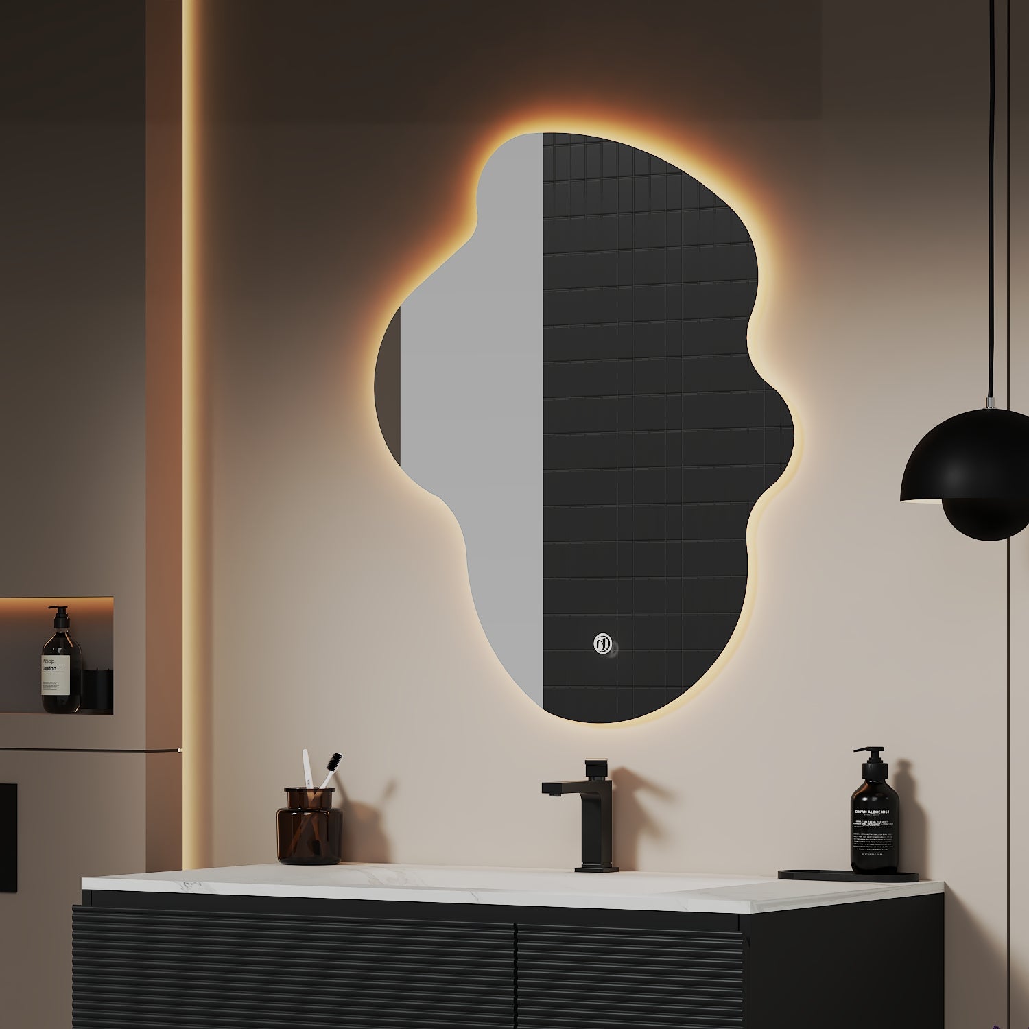 Flow LED Mirror – 24"x32", Wave Sensor & Backlit Glow - LED MIrror NeoNova Decor