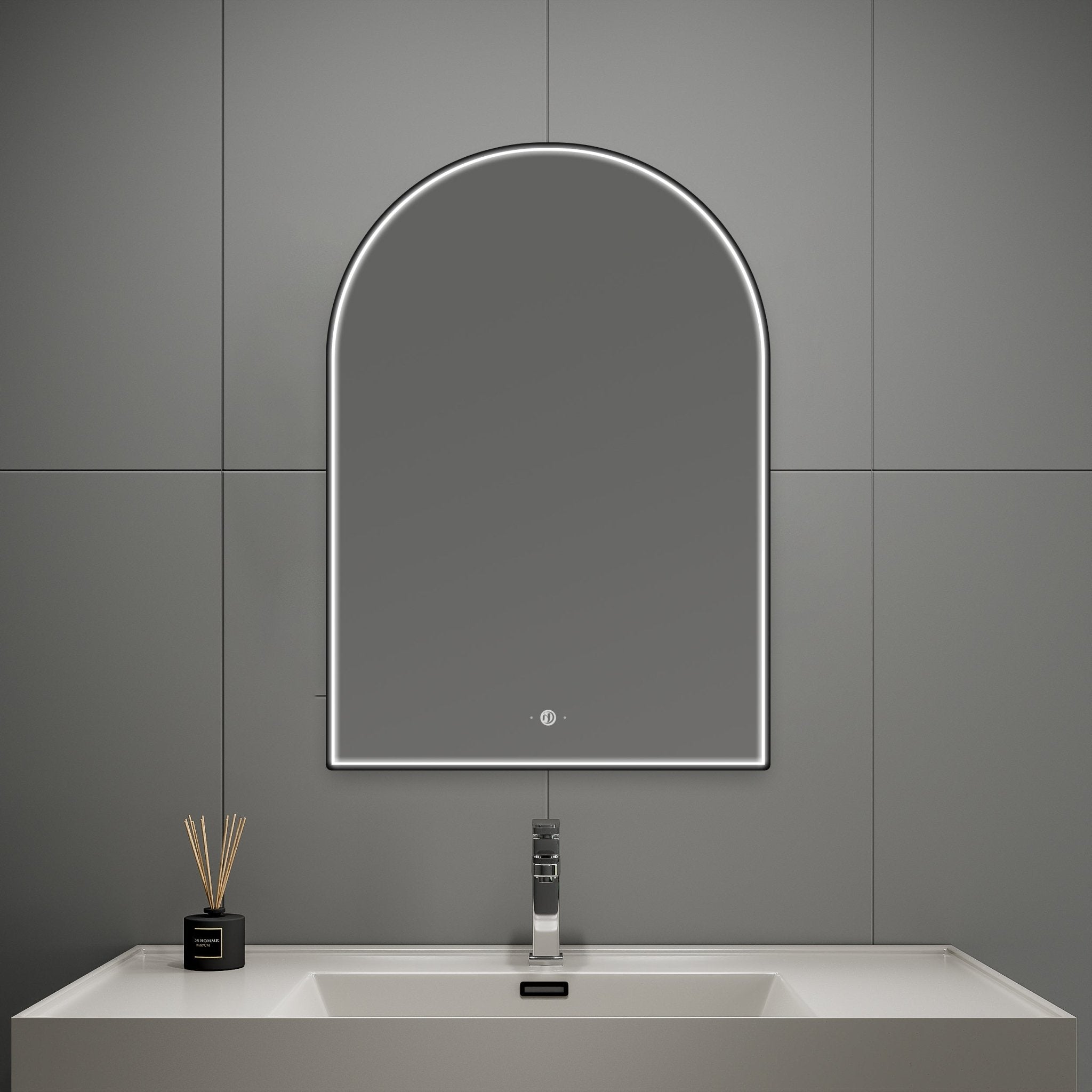 Front - lit Black Frame Arched LED Mirror with Motion Sensor, Anti - Fog - LED MIrror24"x34" NeoNova Decor