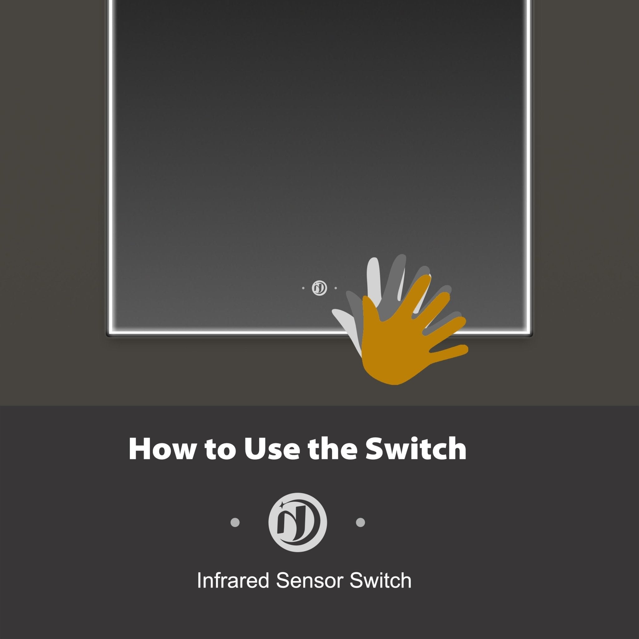 Front - lit Black Frame Arched LED Mirror with Motion Sensor, Anti - Fog - LED MIrror24"x34" NeoNova Decor