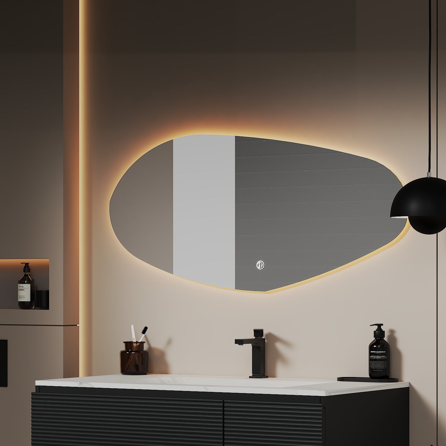 Glide LED Mirror – 42"x22", Backlit, Wave Sensor, Anti - Fog - LED MIrror NeoNova Decor