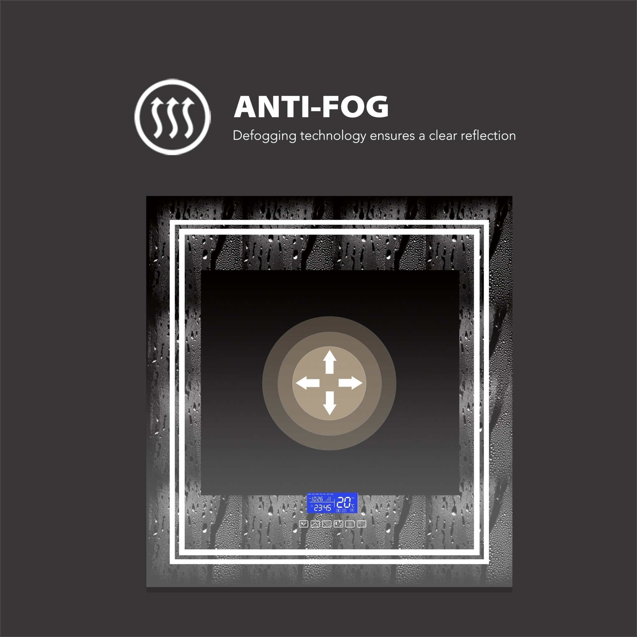 iHome Style LED Mirror with Bluetooth Speaker – Vanity Mirror 30"/36" - LED MIrror30"x 32" NeoNova Decor