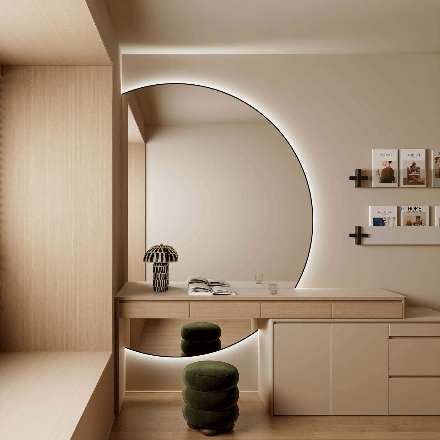 Large Half Circle LED Bathroom Mirror – Vanity & Decorative Wall Mirror - LED MIrror40"x 53" NeoNova Decor