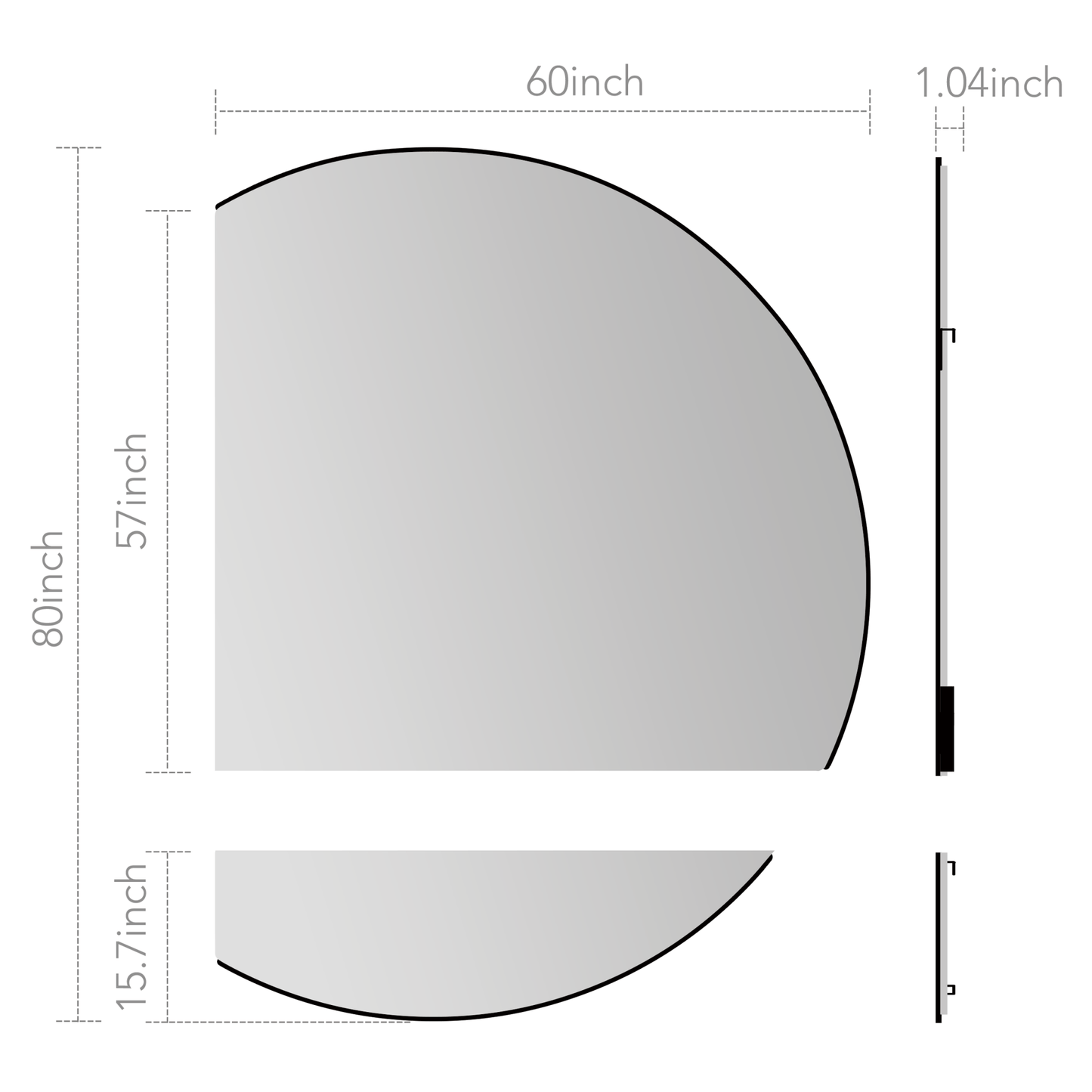 Large Half Circle LED Bathroom Mirror – Vanity & Decorative Wall Mirror - LED MIrror60"x 80" NeoNova Decor