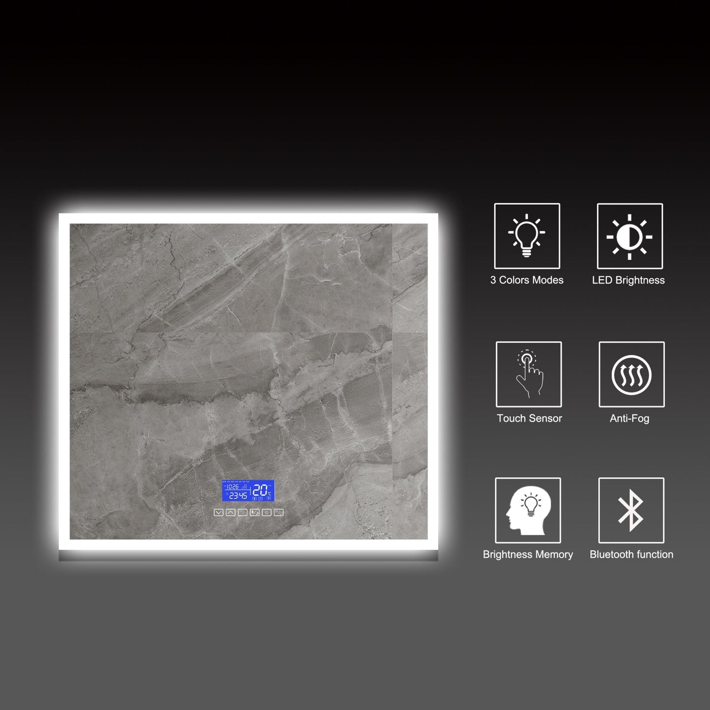 LED Bluetooth Bathroom Mirror with Speaker – Anti - Fog, Dimmable Light, Aluminum Frame - LED MIrror24"x 32" NeoNova Decor