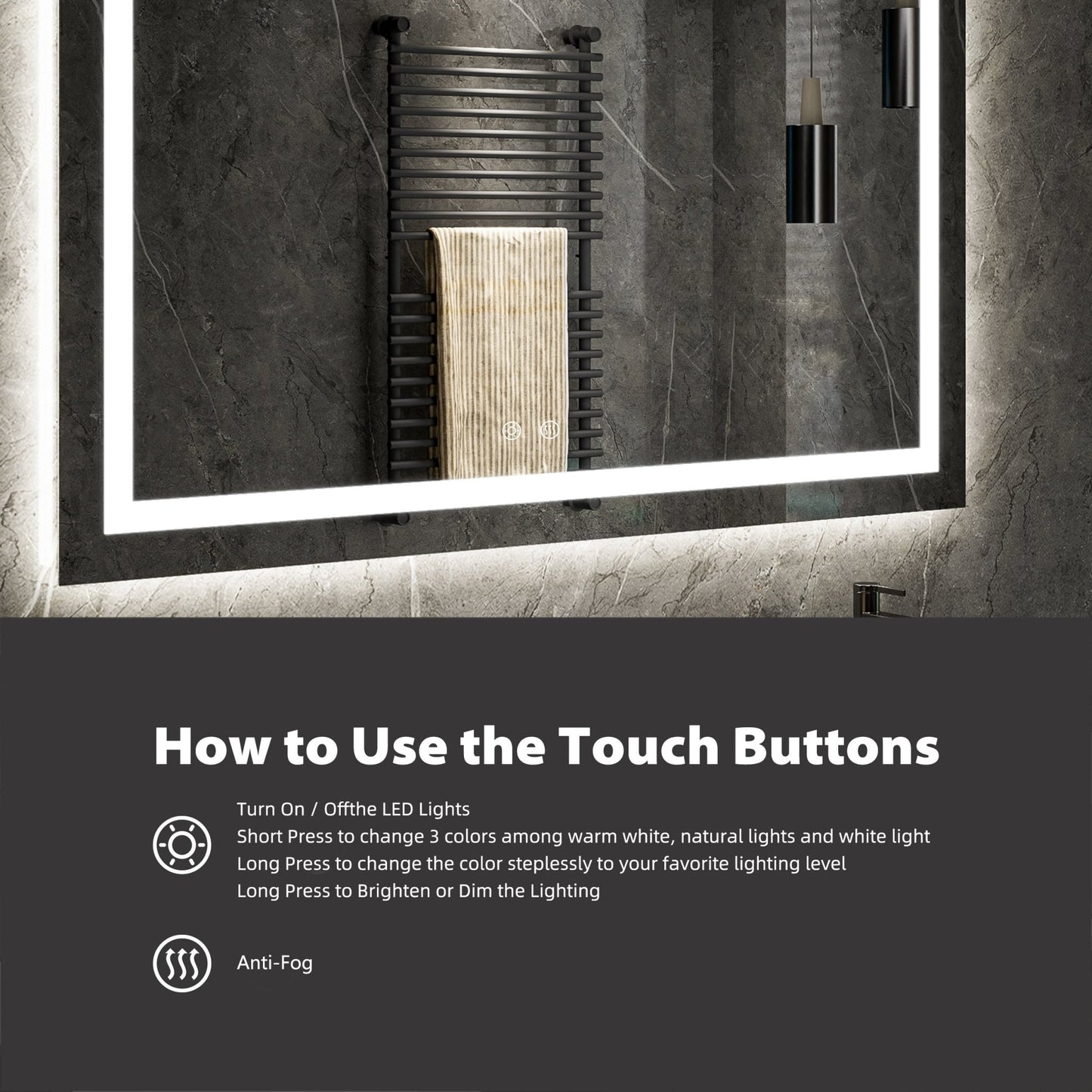 LED Lighted Bathroom Mirror with Front & Back Illumination – Dimmable & Anti - Fog, 30"–48" - LED MIrror30"x 32" NeoNova Decor
