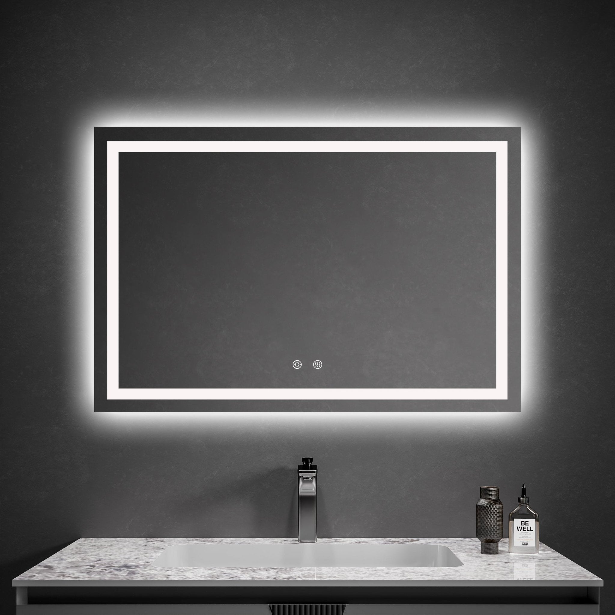 LED Lighted Bathroom Mirror with Front & Back Illumination – Dimmable & Anti - Fog, 30"–48" - LED MIrror30"x 32" NeoNova Decor