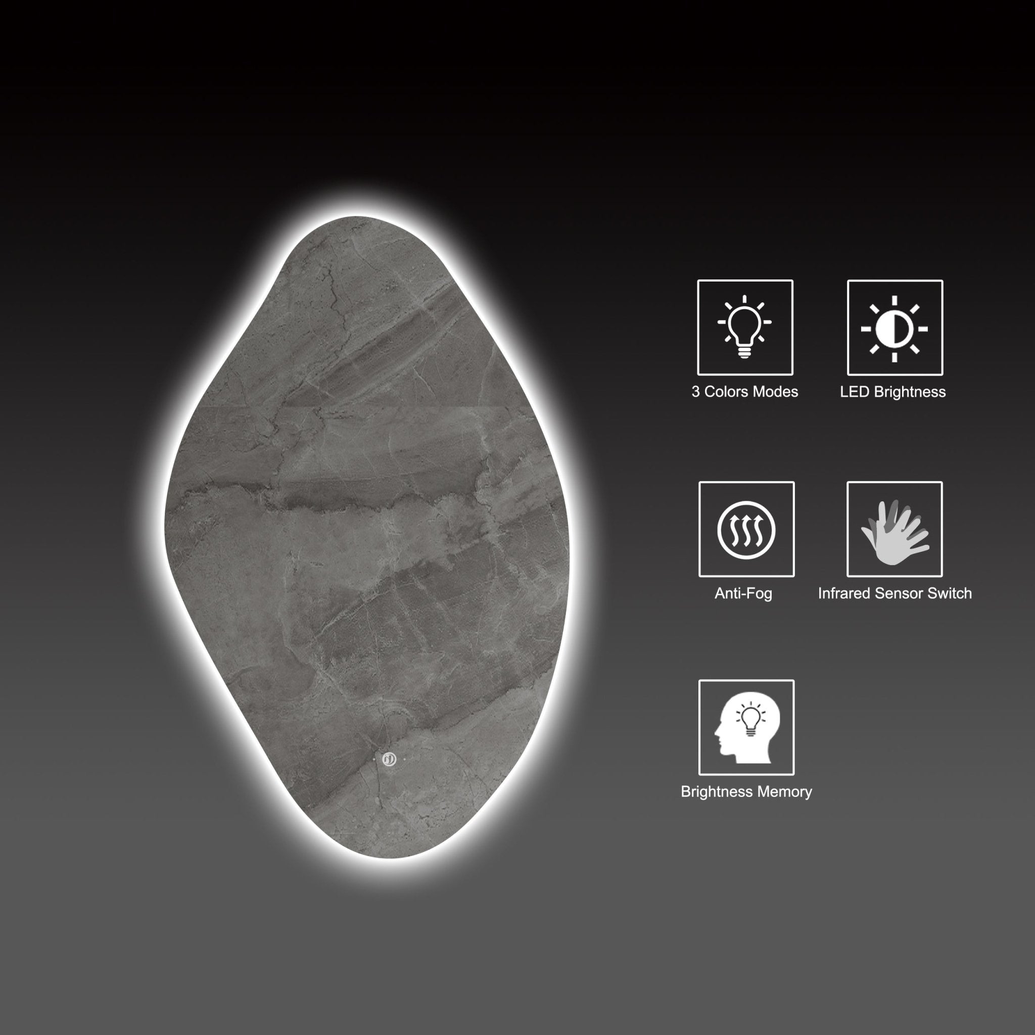 Loop LED Mirror – 24"x38", Backlit, Wave Sensor, Anti - Fog - LED MIrror NeoNova Decor