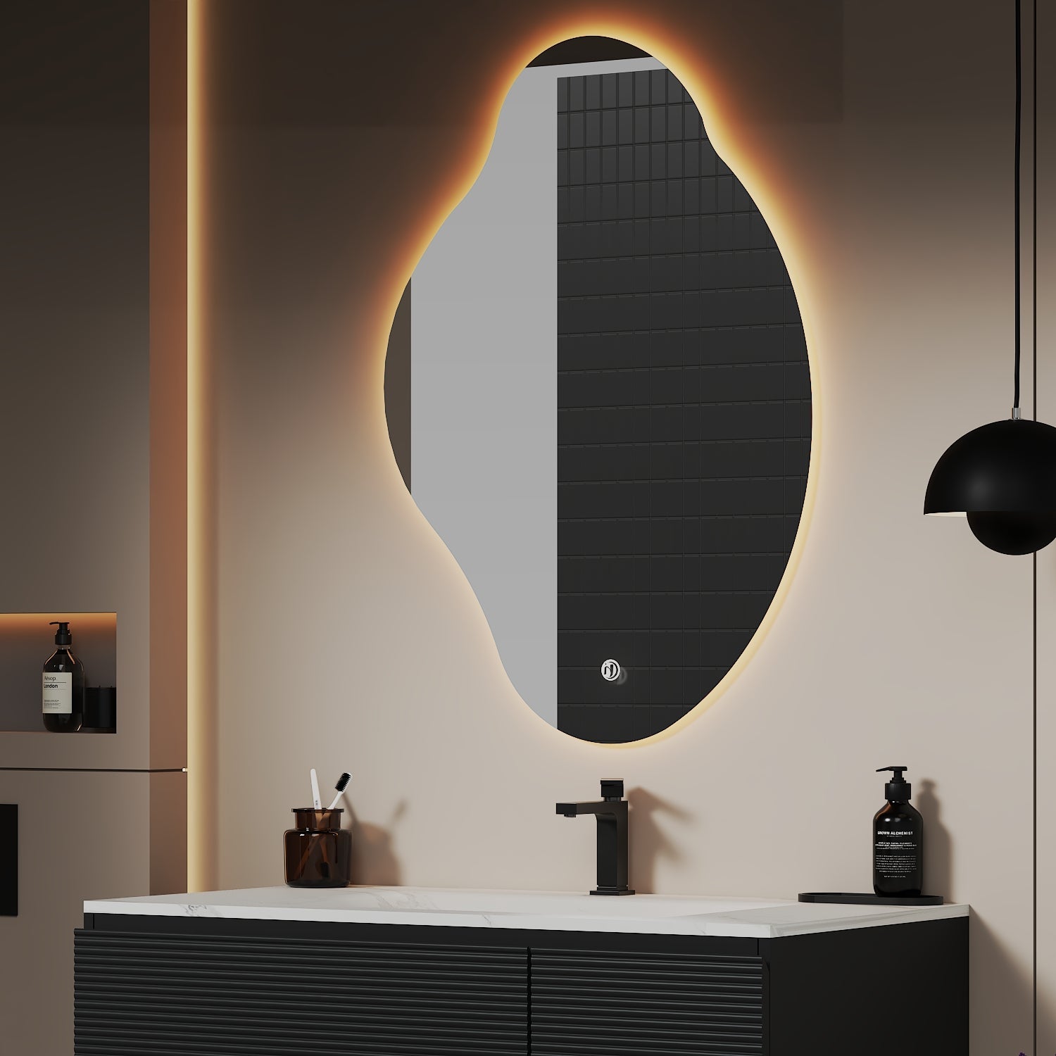 Loop LED Mirror – 24"x38", Backlit, Wave Sensor, Anti - Fog - LED MIrror NeoNova Decor