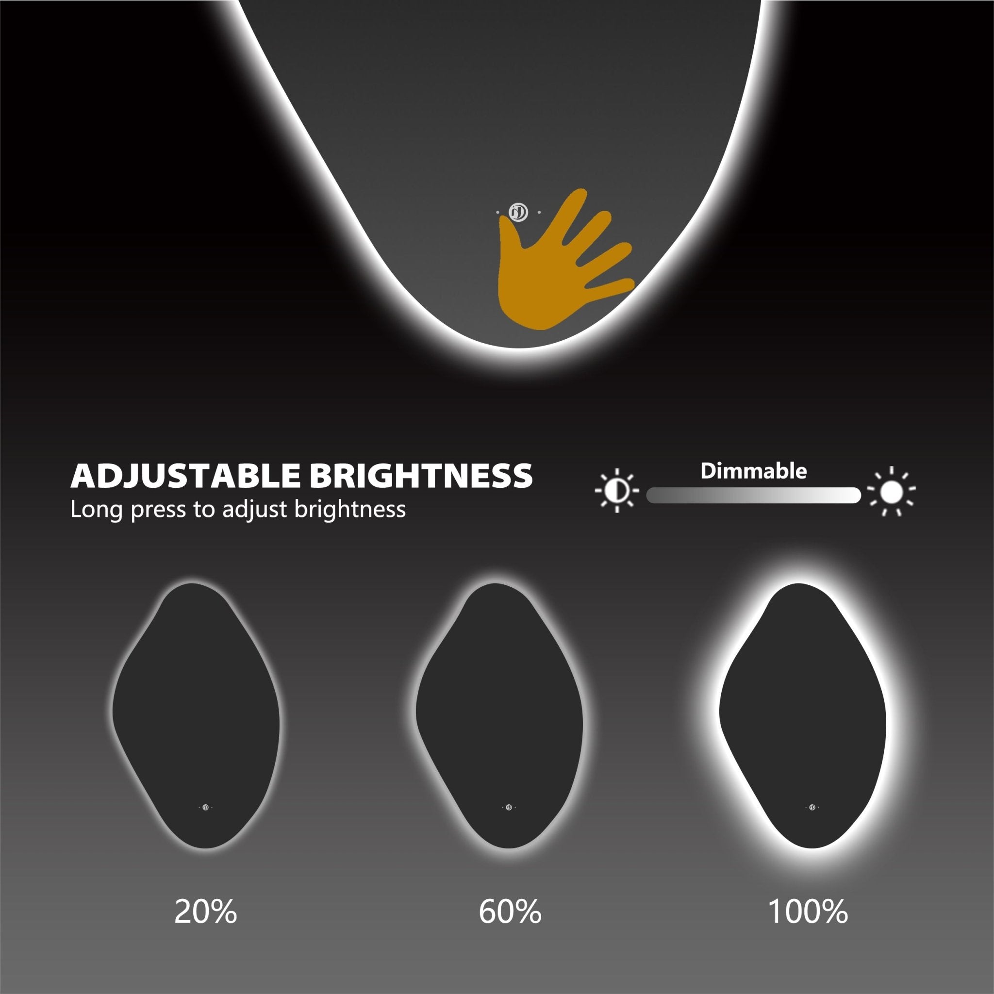 Loop LED Mirror – 24"x38", Backlit, Wave Sensor, Anti - Fog - LED MIrror NeoNova Decor