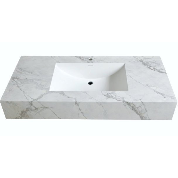 Luxury Sintered Stone Seamless Ceramic Basin – Snowy River Pattern Vanity Sink - 120cm x 54cm x 12cm NeoNova Decor