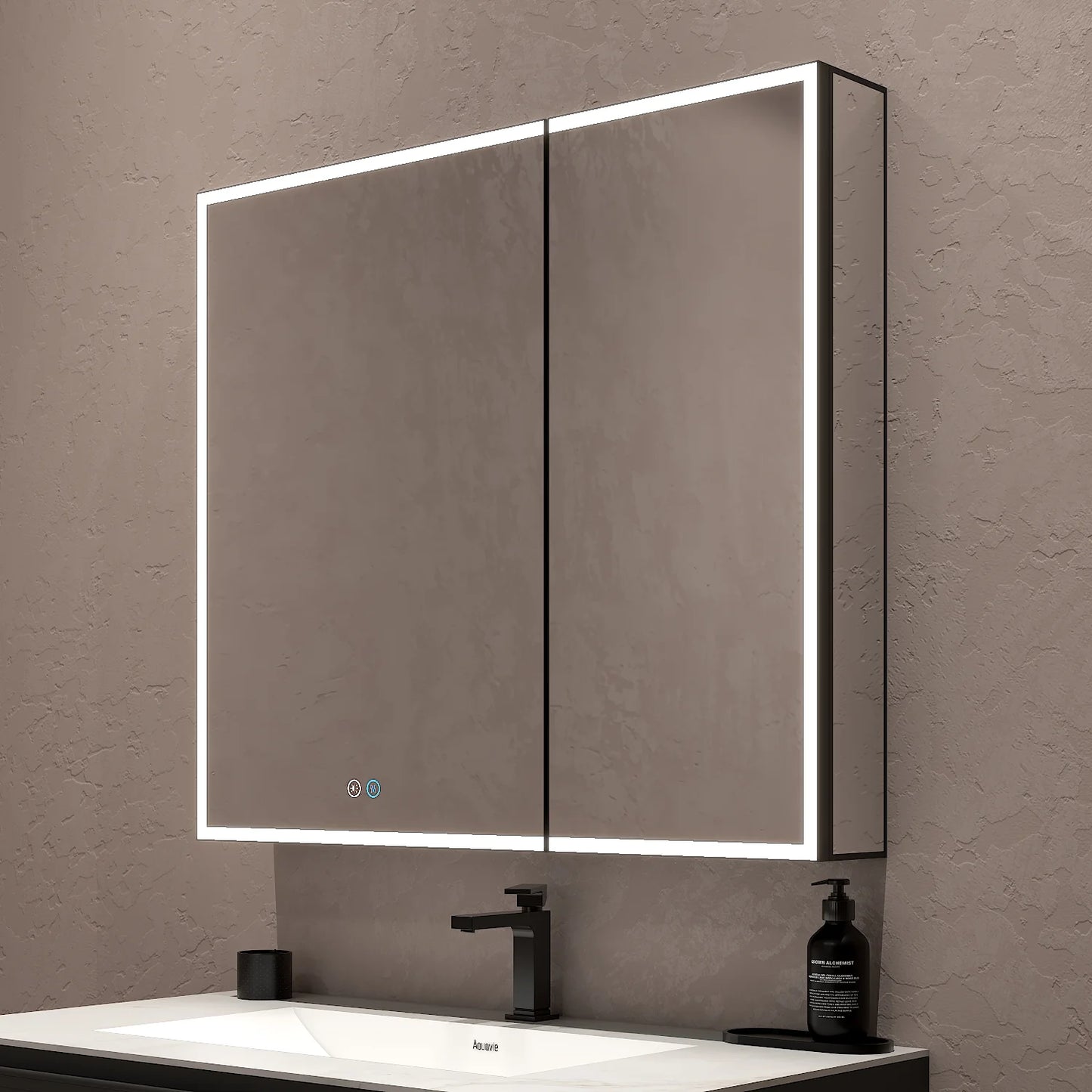 36"x32" Solid Light Bathroom LED Mirror Cabinet – Dimmable Light, Anti-Fog, Recessed or Surface Mount
