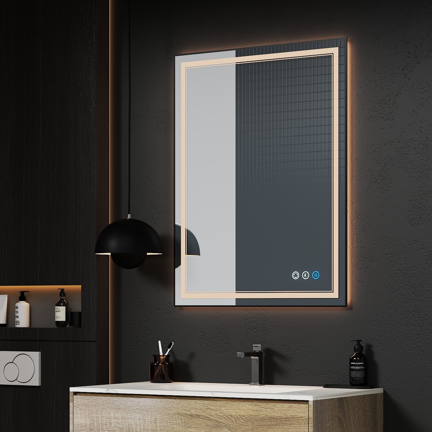 Outline LED Mirror – Black Metal Frame, 24" / 36" / 40" - LED MIrror24" x 36" NeoNova Decor