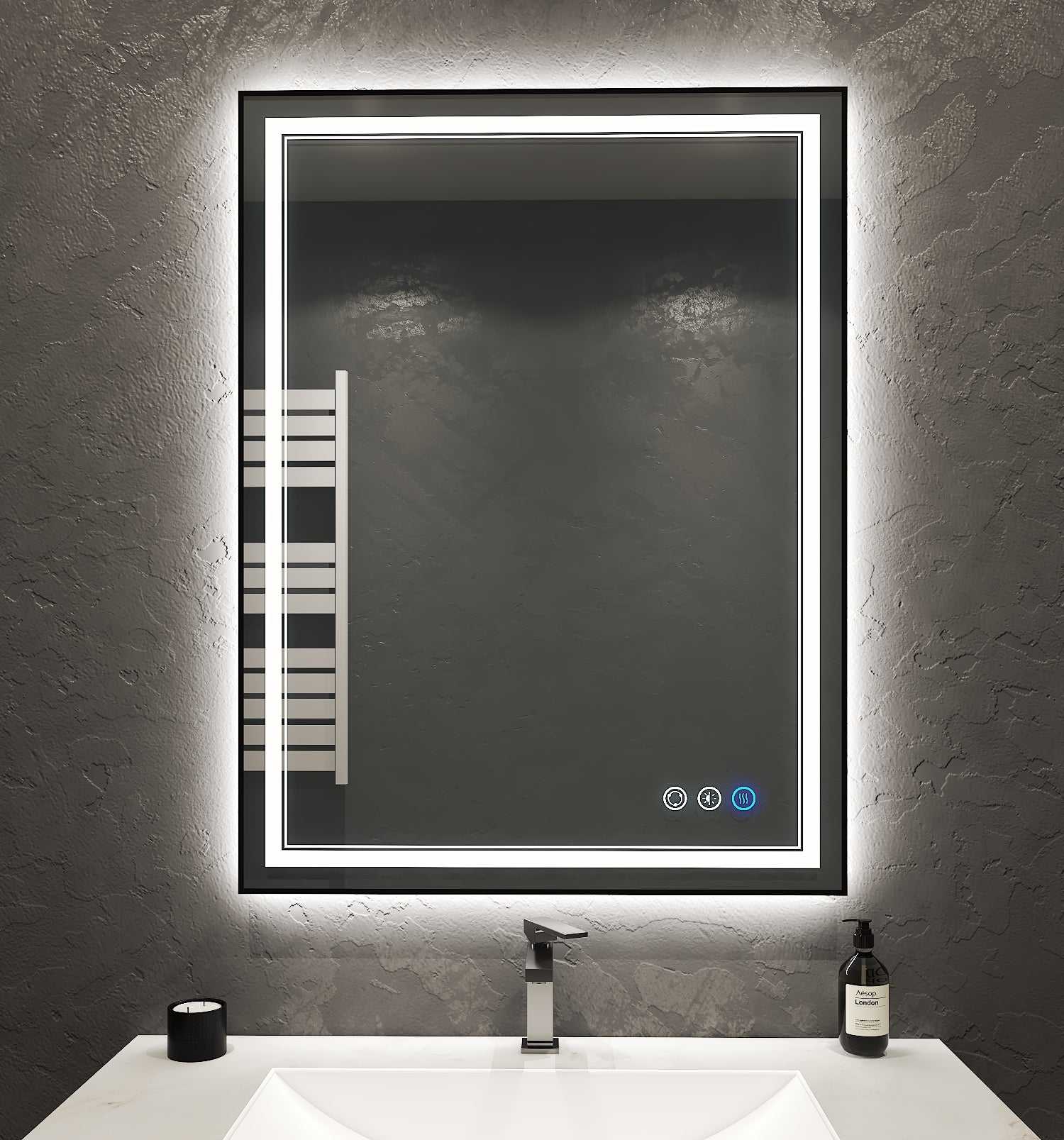 Outline LED Mirror – Black Metal Frame, 24" / 36" / 40" - LED MIrror24" x 36" NeoNova Decor