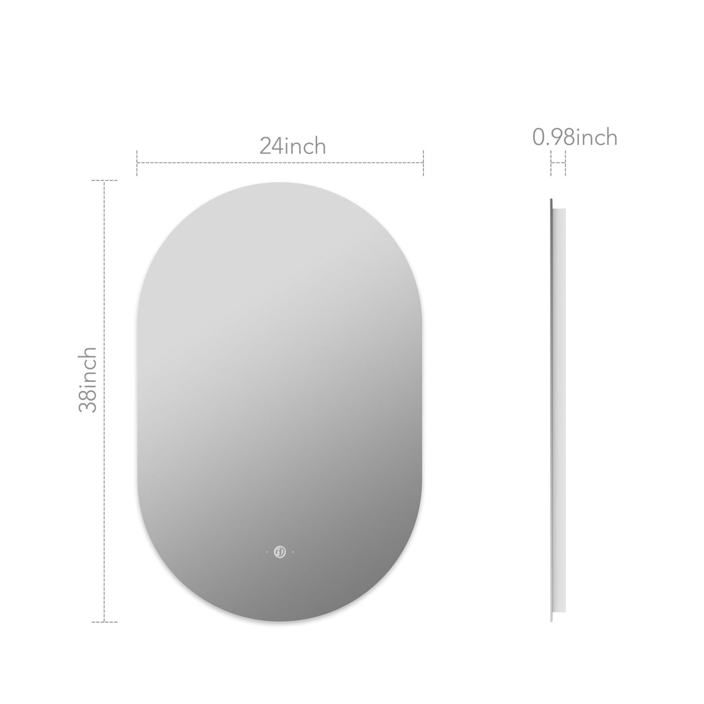 Oval Mirror, Dimmable Anti - Fog Lighted Bathroom Mirror, 3 - Color Backlit - LED MIrror24"x 38" NeoNova Decor
