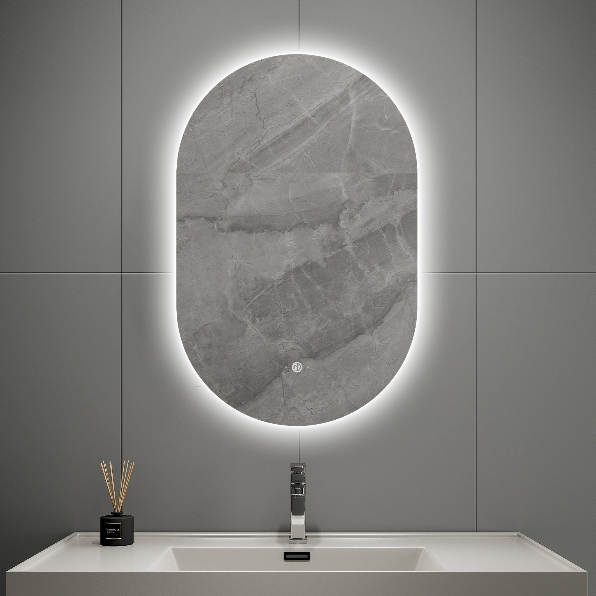 Oval Mirror, Dimmable Anti - Fog Lighted Bathroom Mirror, 3 - Color Backlit - LED MIrror24"x 38" NeoNova Decor