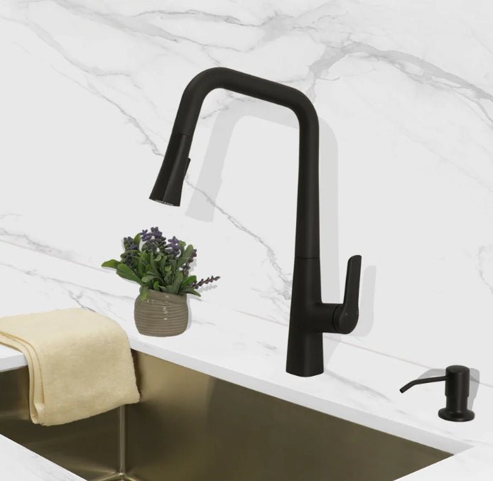 Pull - down Dual Spray Kitchen Faucet - N23128 - FaucetMatte Black NeoNova Decor