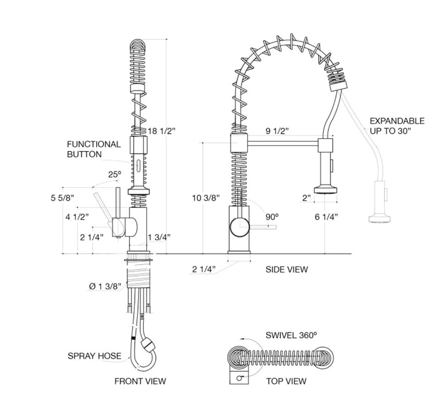 Pull - out Dual Spray Kitchen Faucet - N25133 - FaucetPolished Chrome NeoNova Decor