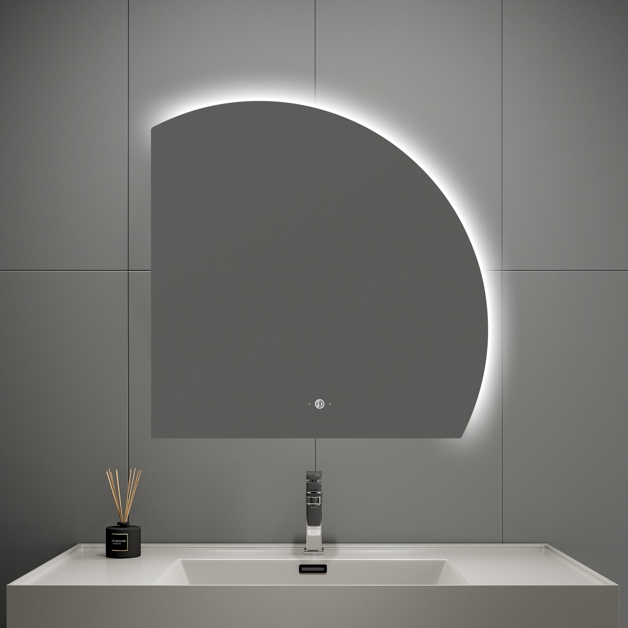 Semi Circle LED Mirror 36" x 36", Stepless Dimming + Wave Sensor - LED MIrror NeoNova Decor