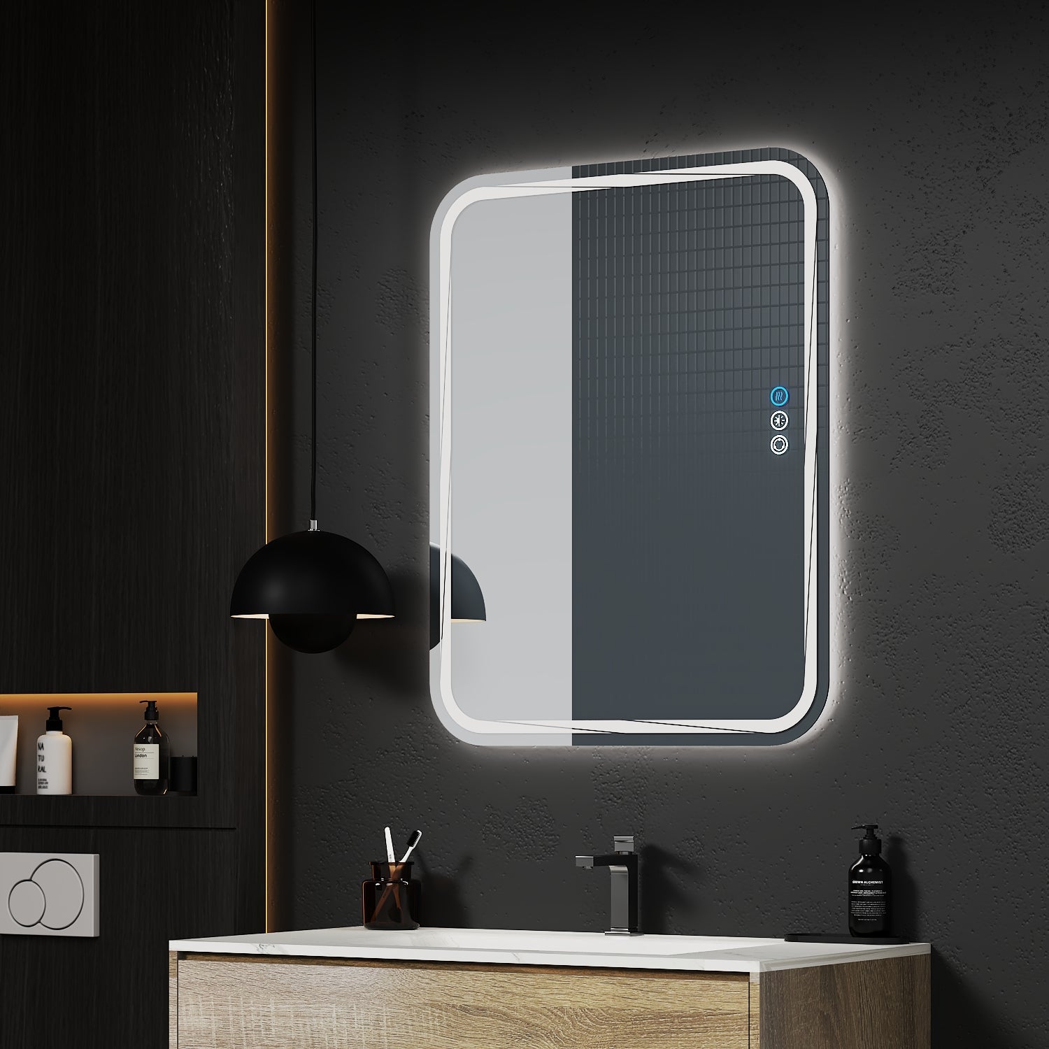 SoftEdge LED Mirror – 28"x36", Dimmable with Anti - Fog - LED MIrror NeoNova Decor