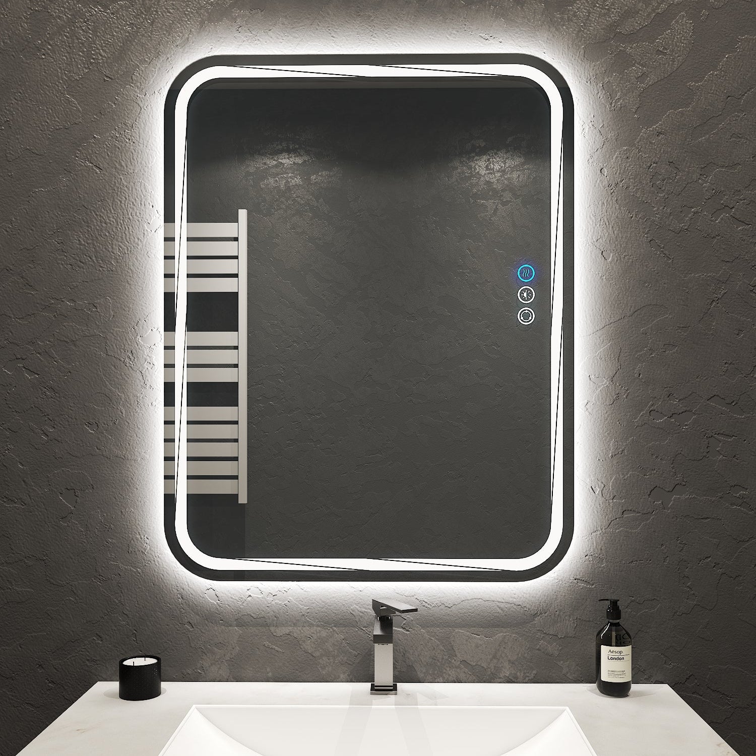 SoftEdge LED Mirror – 28"x36", Dimmable with Anti - Fog - LED MIrror NeoNova Decor