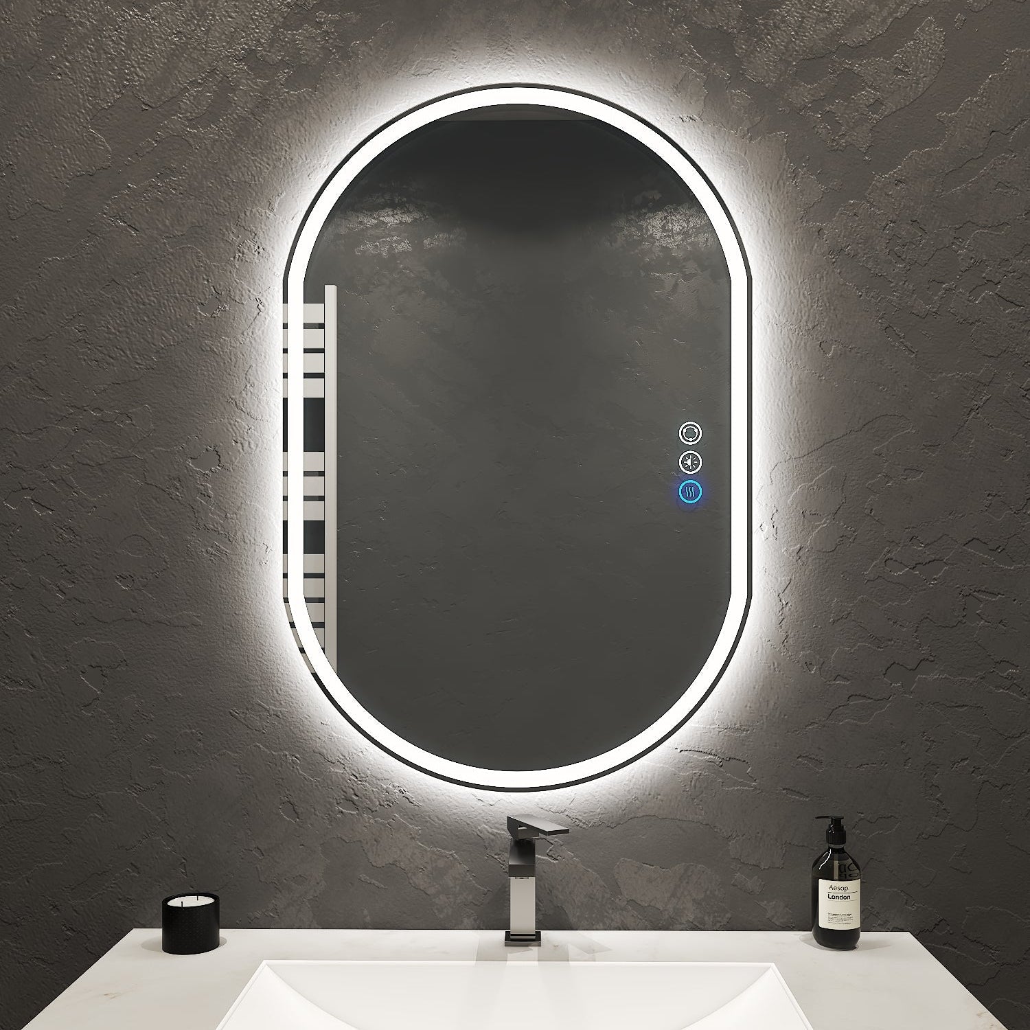 SoftEdge LED Mirror – Rounded Rectangle, 24" x 36" - LED MIrror NeoNova Decor
