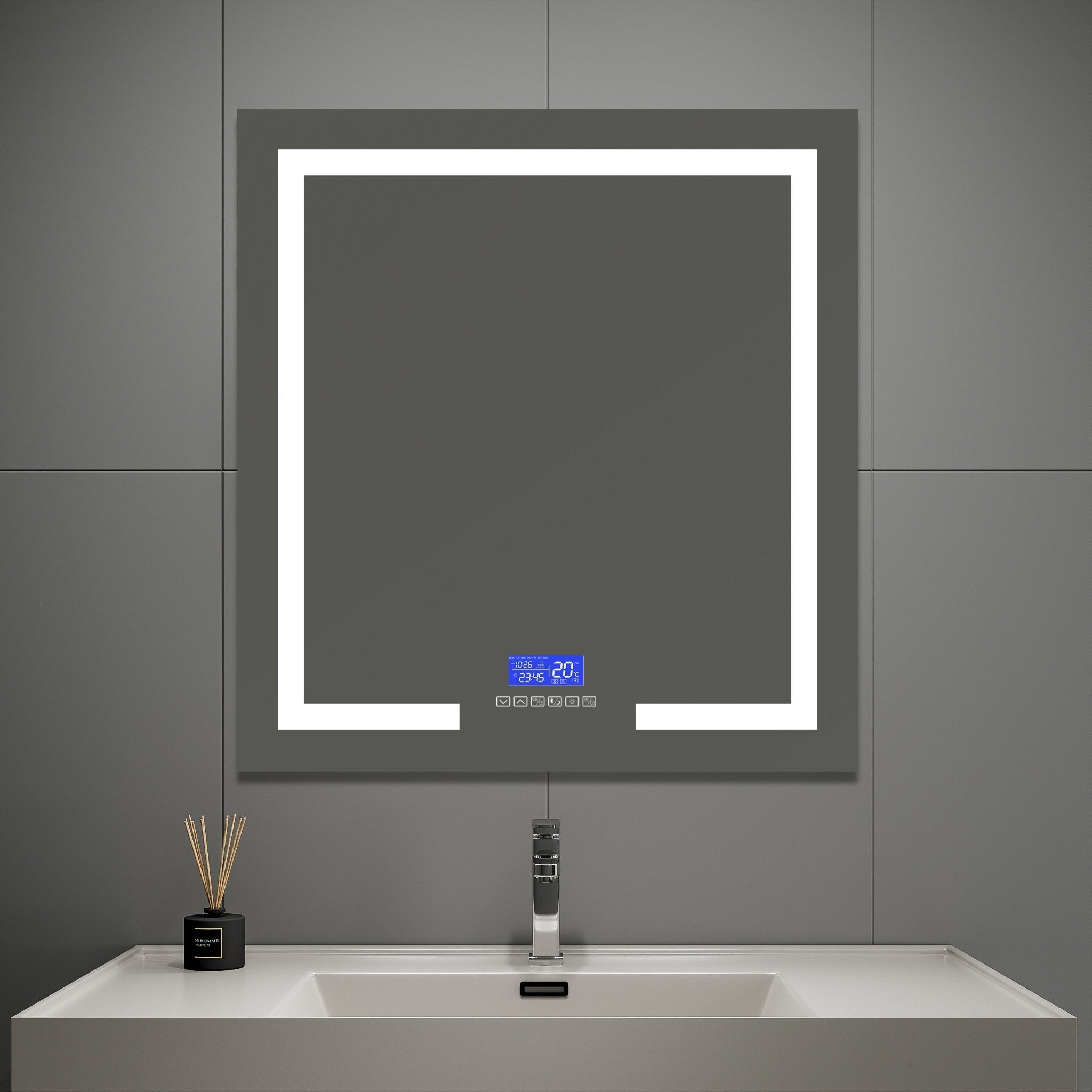 Vanity Mirror with Bluetooth Speaker & Clock – LED Lighted Anti - Fog Bathroom Mirror 30"/36" - LED MIrror30"x 32" NeoNova Decor