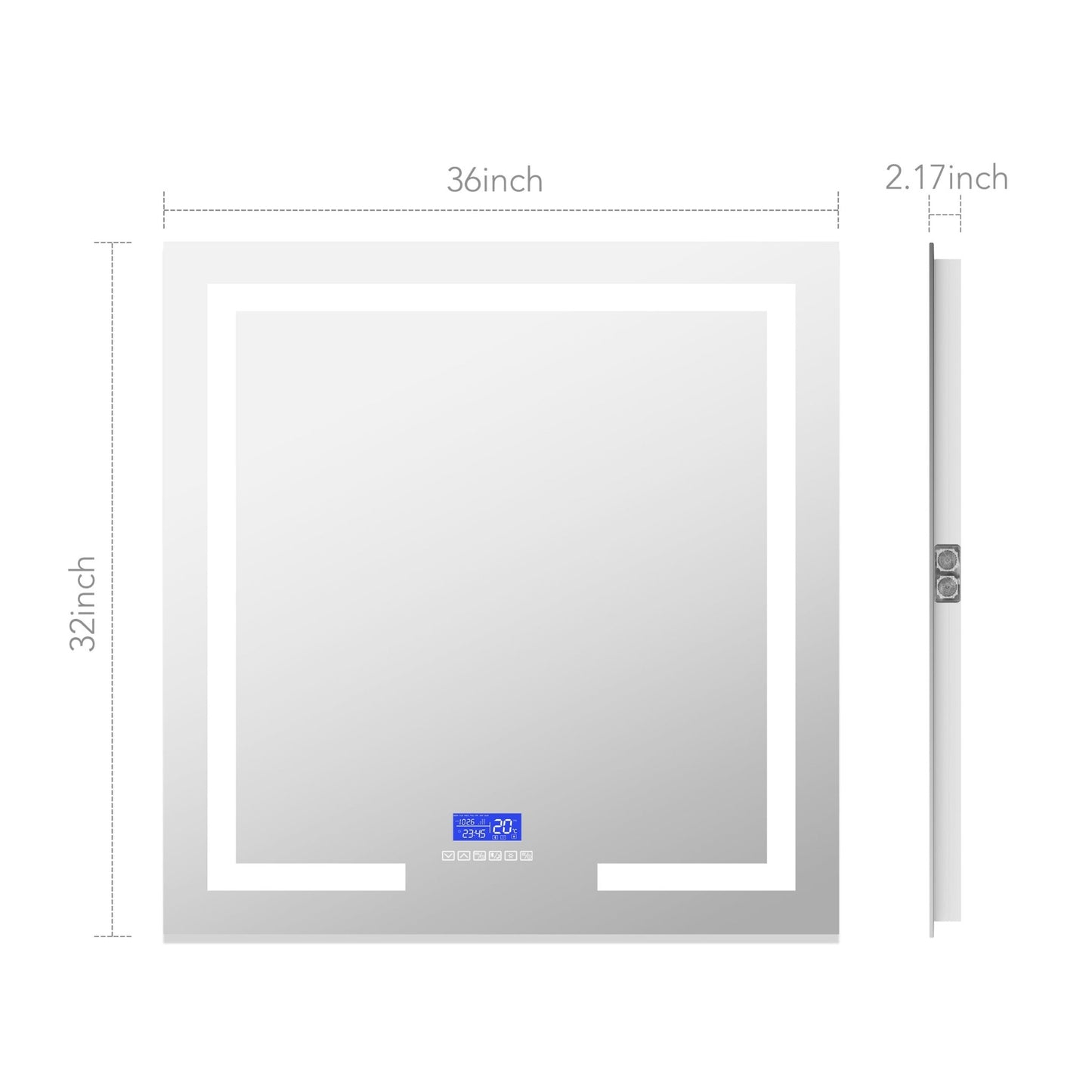 Vanity Mirror with Bluetooth Speaker & Clock – LED Lighted Anti - Fog Bathroom Mirror 30"/36" - LED MIrror30"x 32" NeoNova Decor