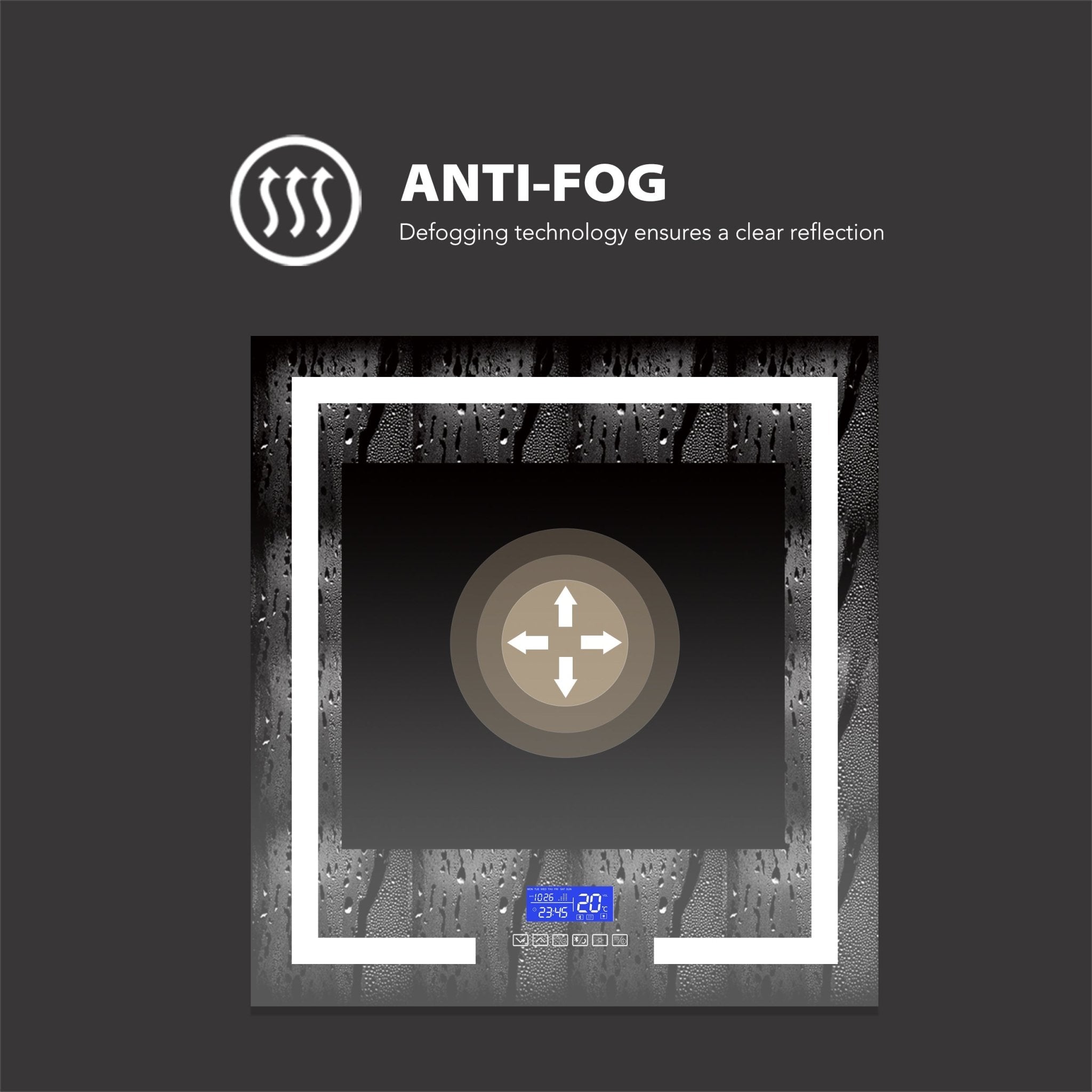 Vanity Mirror with Bluetooth Speaker & Clock – LED Lighted Anti - Fog Bathroom Mirror 30"/36" - LED MIrror30"x 32" NeoNova Decor