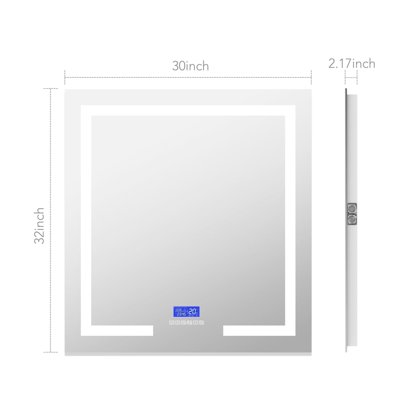 Vanity Mirror with Bluetooth Speaker & Clock – LED Lighted Anti - Fog Bathroom Mirror 30"/36" - LED MIrror30"x 32" NeoNova Decor