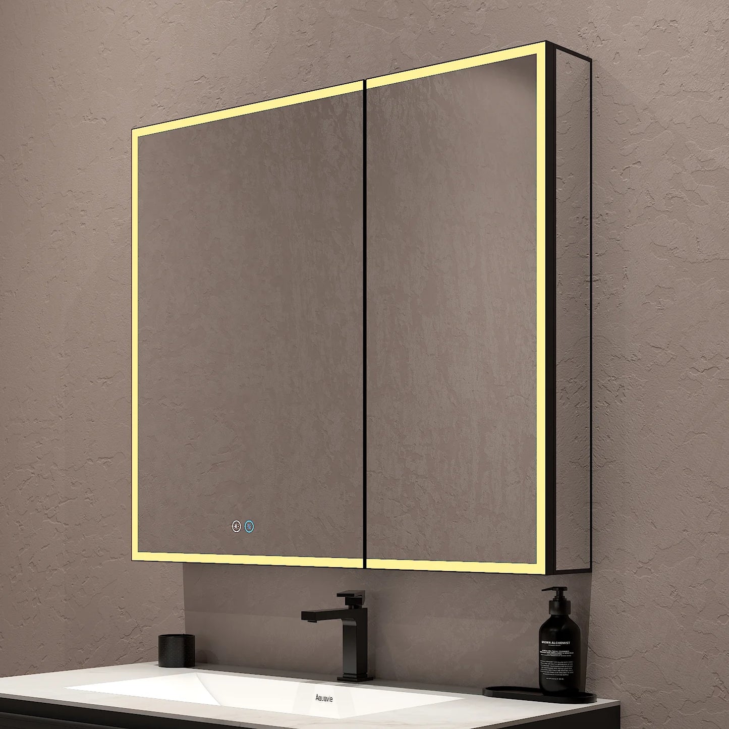 36"x32" Solid Light Bathroom LED Mirror Cabinet – Dimmable Light, Anti-Fog, Recessed or Surface Mount