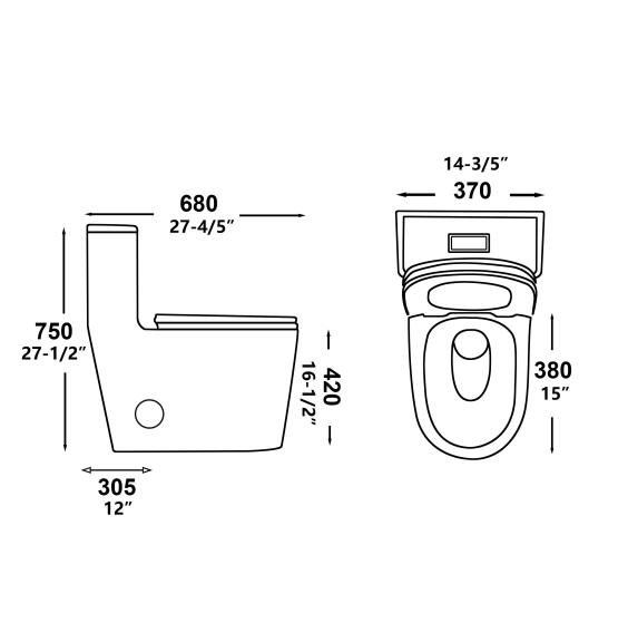 White Dual - Flush Siphonic One - Piece Soft Close Seat - toilet NeoNova Decor