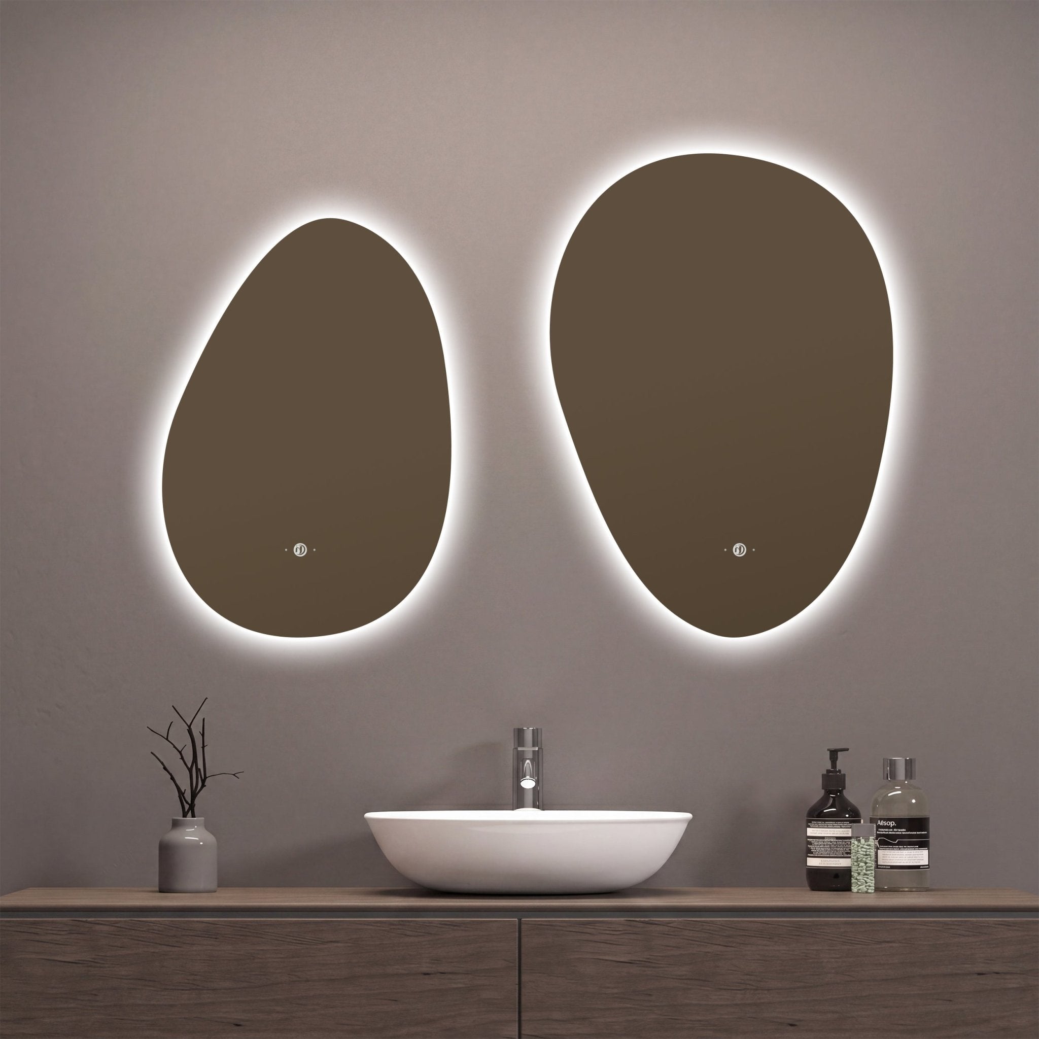 Asymmetrical LED Mirror – 20"x28" /24"x32", Wave Sensor & Backlit - LED MIrror20"x28"