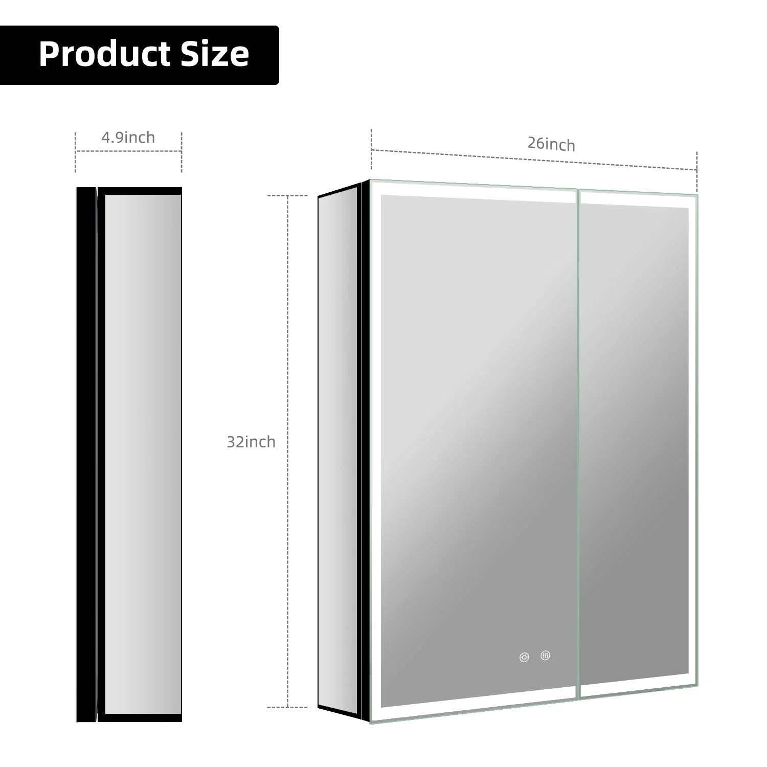 26" x 32" LED Mirror Medicine Cabinet – Aluminum Frame, Anti-Fog, Recessed or Surface Mount 26"x32"
