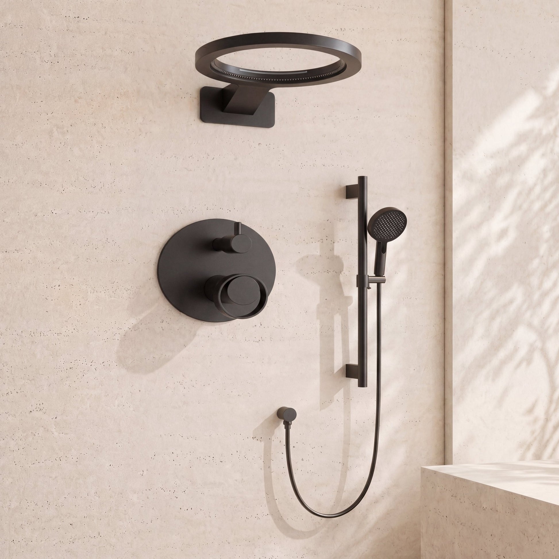 10" 3 - Way Shower System — Pressure Balance with Hand Shower & Body Spray - ShowerMatte Black