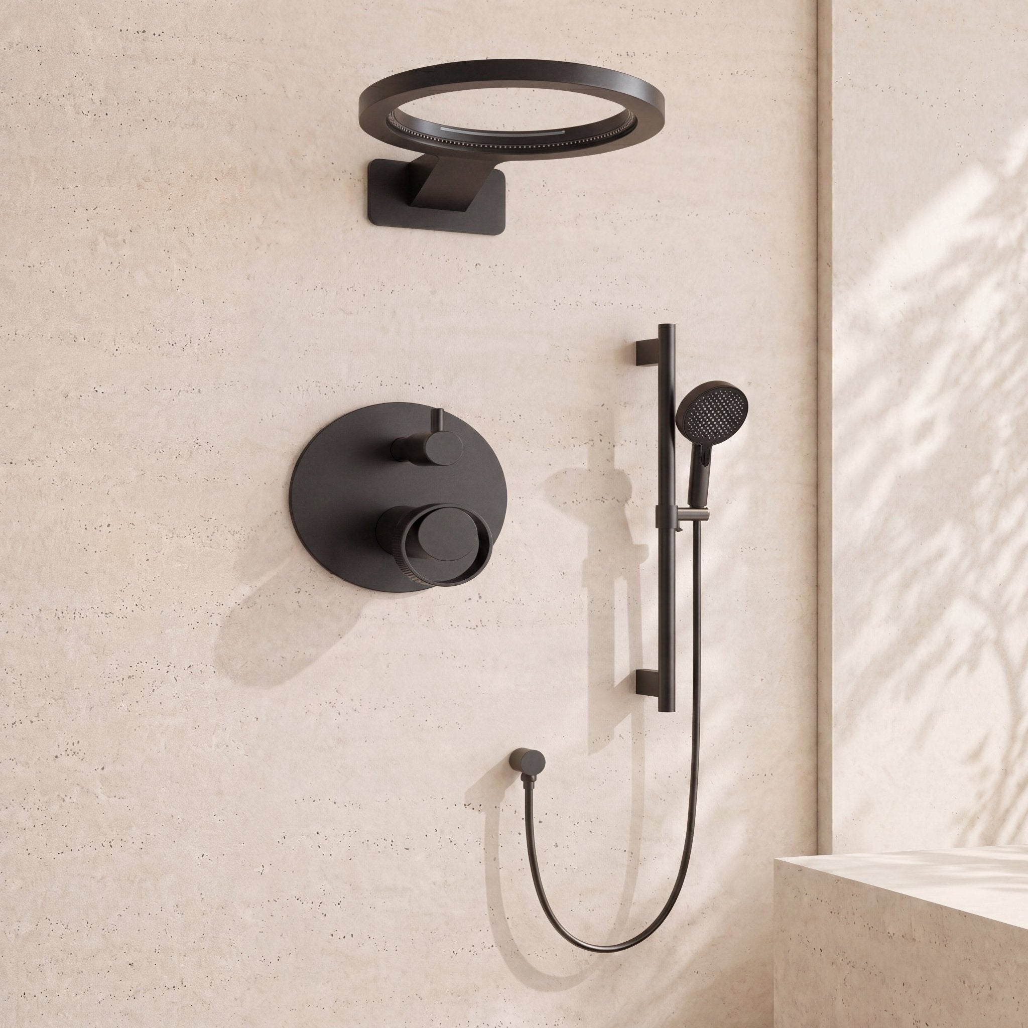 10" 3 - Way Shower System — Pressure Balance with Hand Shower & Body Spray - ShowerMatte Black