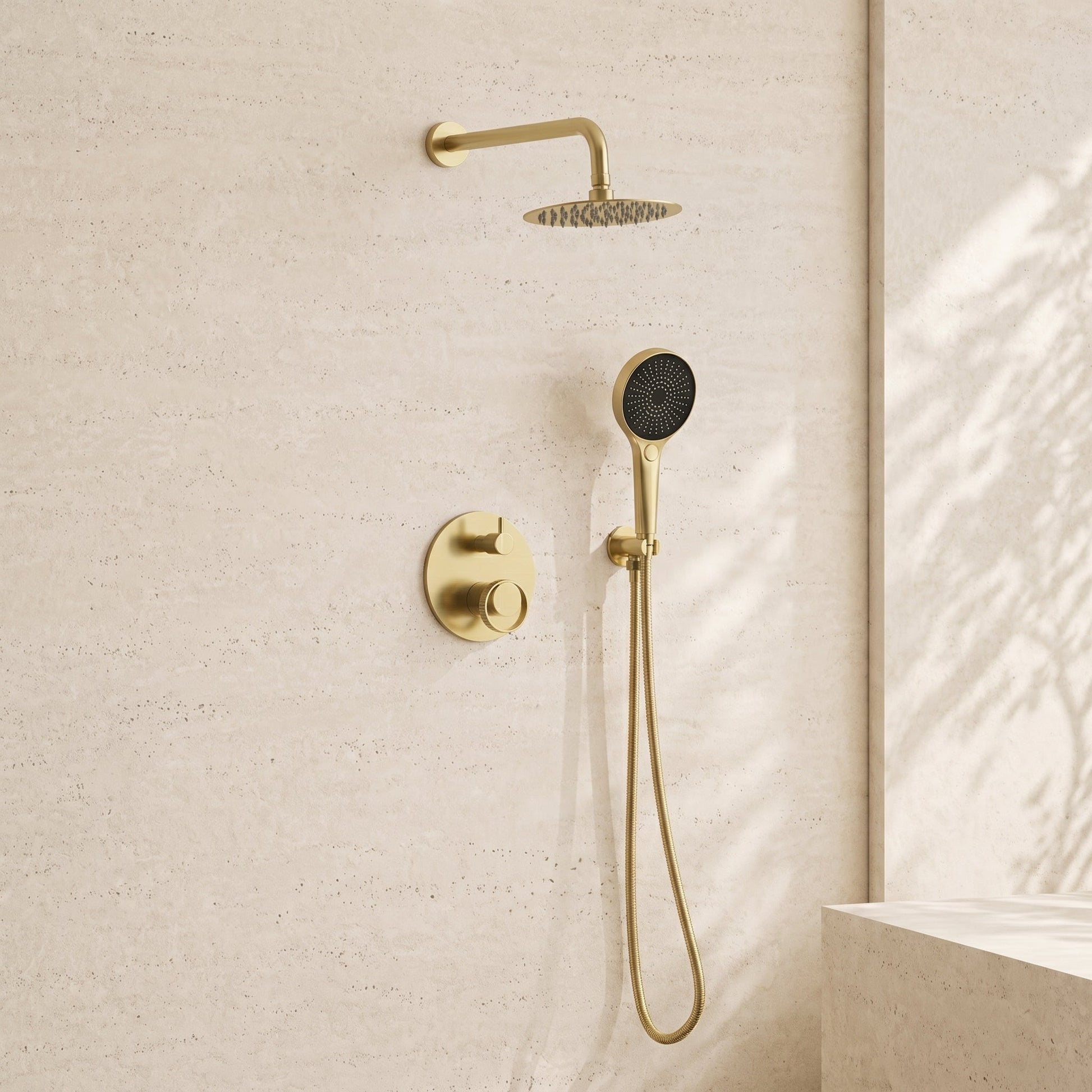 10" Pressure Balance Shower System with Hand Shower & Sliding Bar (Trim Kit) - ShowerBrushed Gold