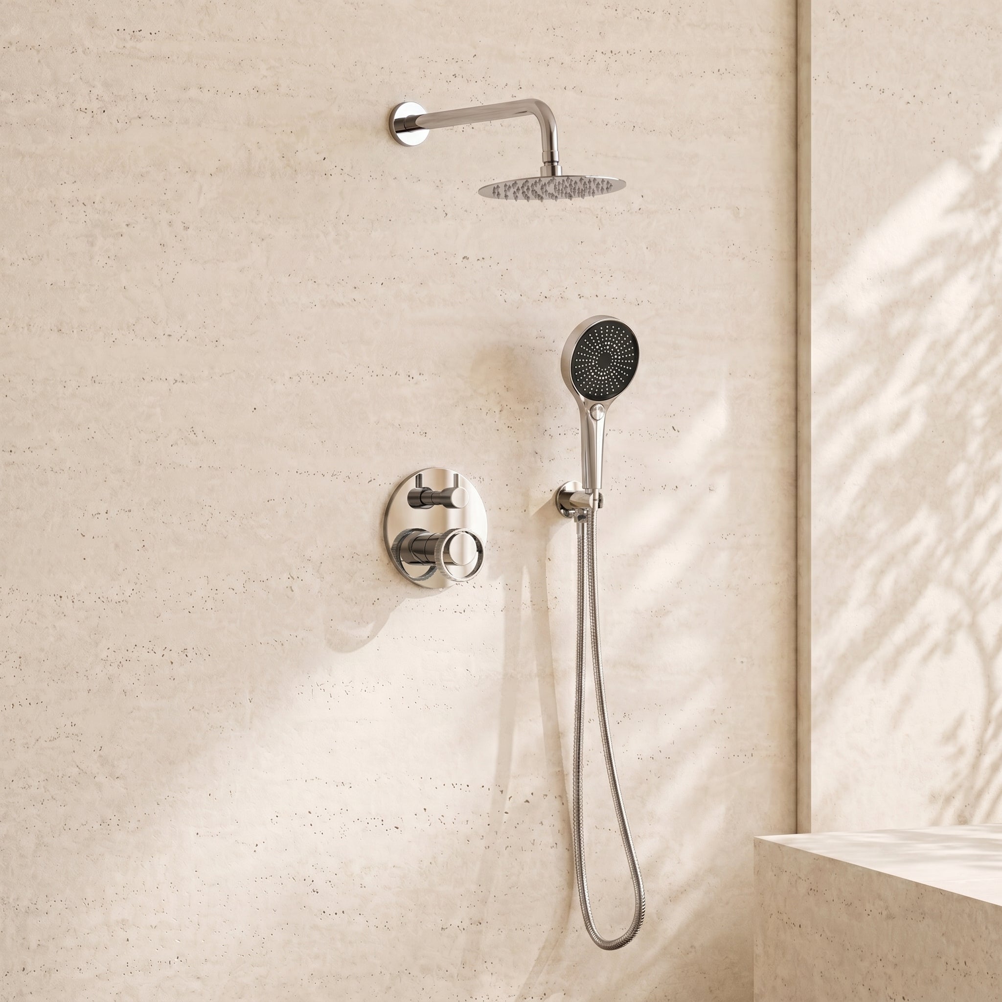 10" Pressure Balance Shower System with Hand Shower & Sliding Bar (Trim Kit) - ShowerPolished Chrome
