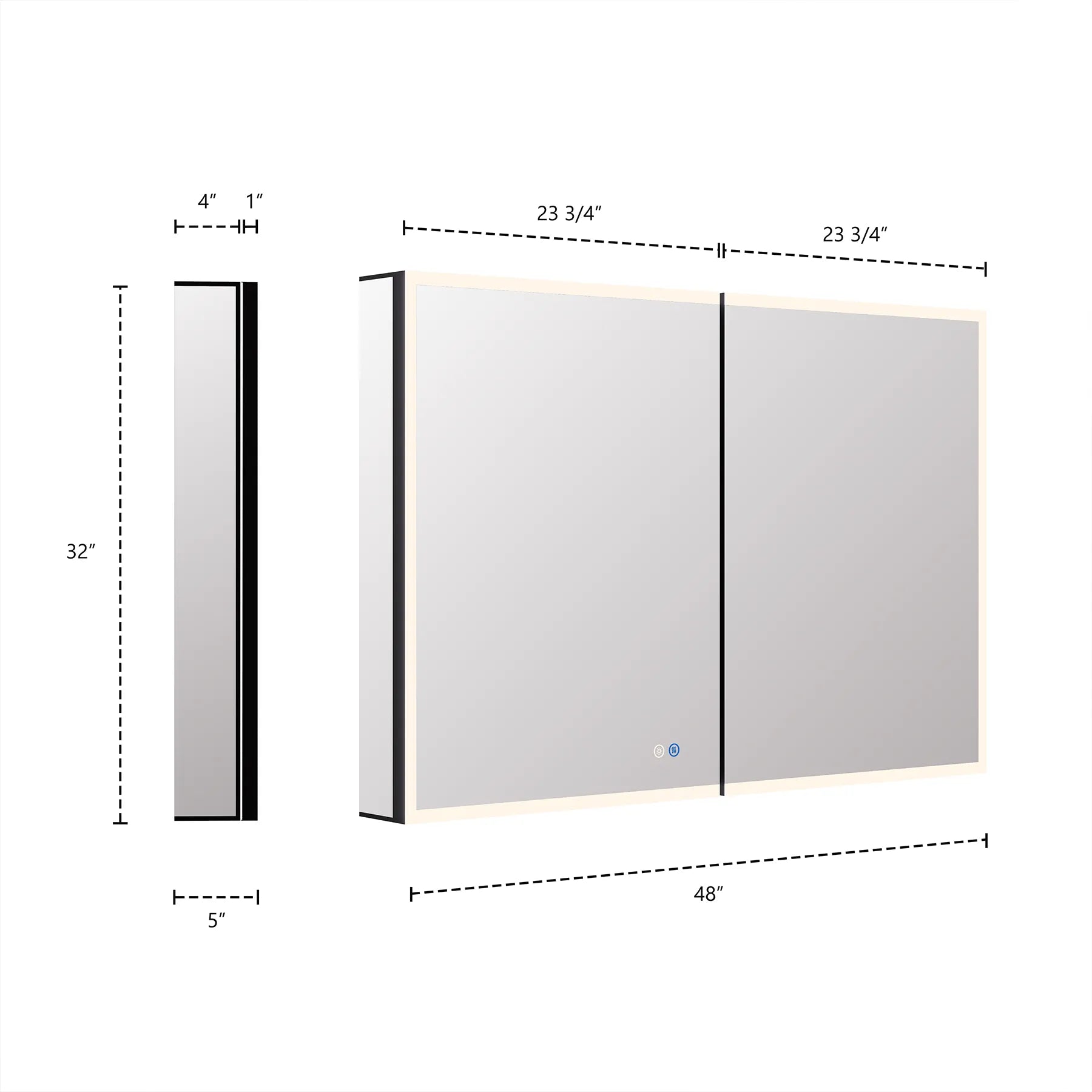 48"x32" LED Mirror Cabinet, Anti-Fog, Dimmable Light & Memory – Wall-Mounted
