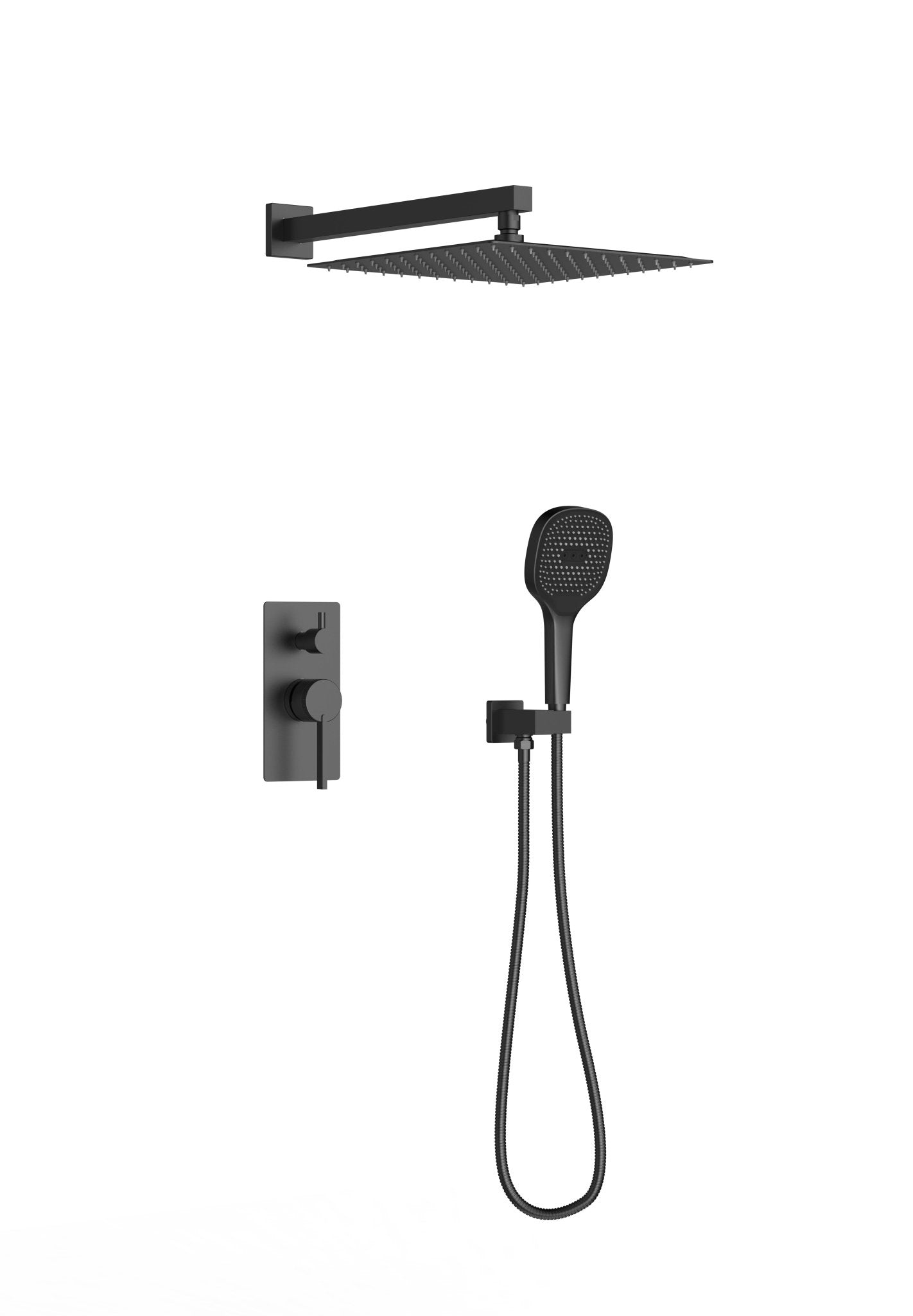 12" Pressure Balance Shower System with Hand Shower – Solid Brass, SUS304, 2 - Function - ShowerGun Metal