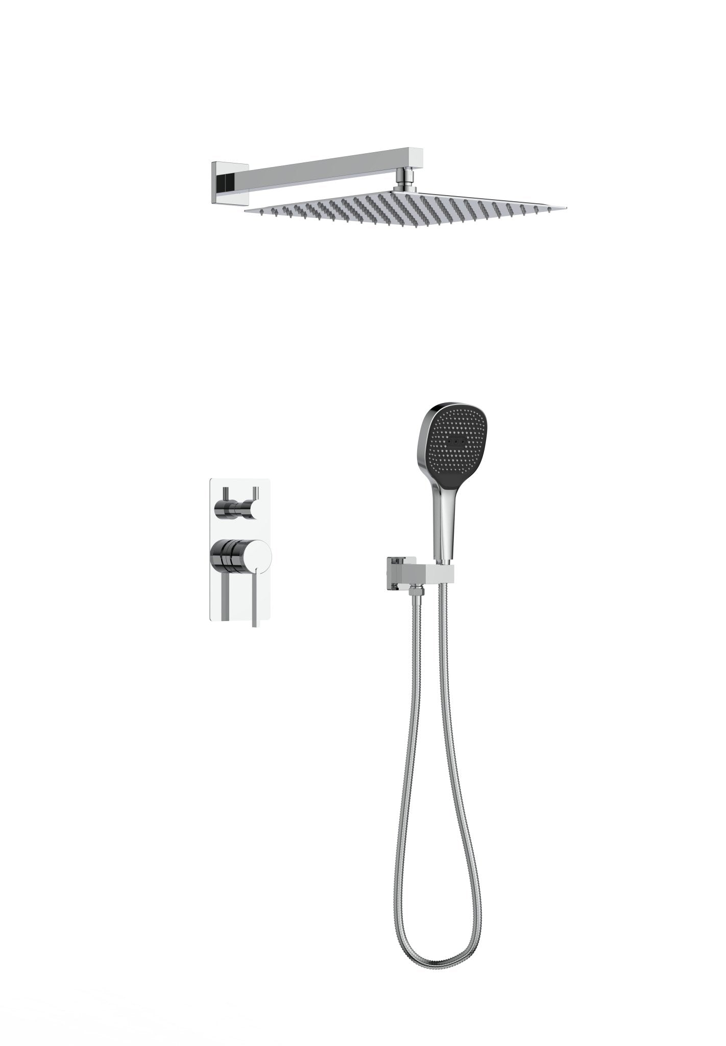 12" Pressure Balance Shower System with Hand Shower – Solid Brass, SUS304, 2 - Function - ShowerGun Metal