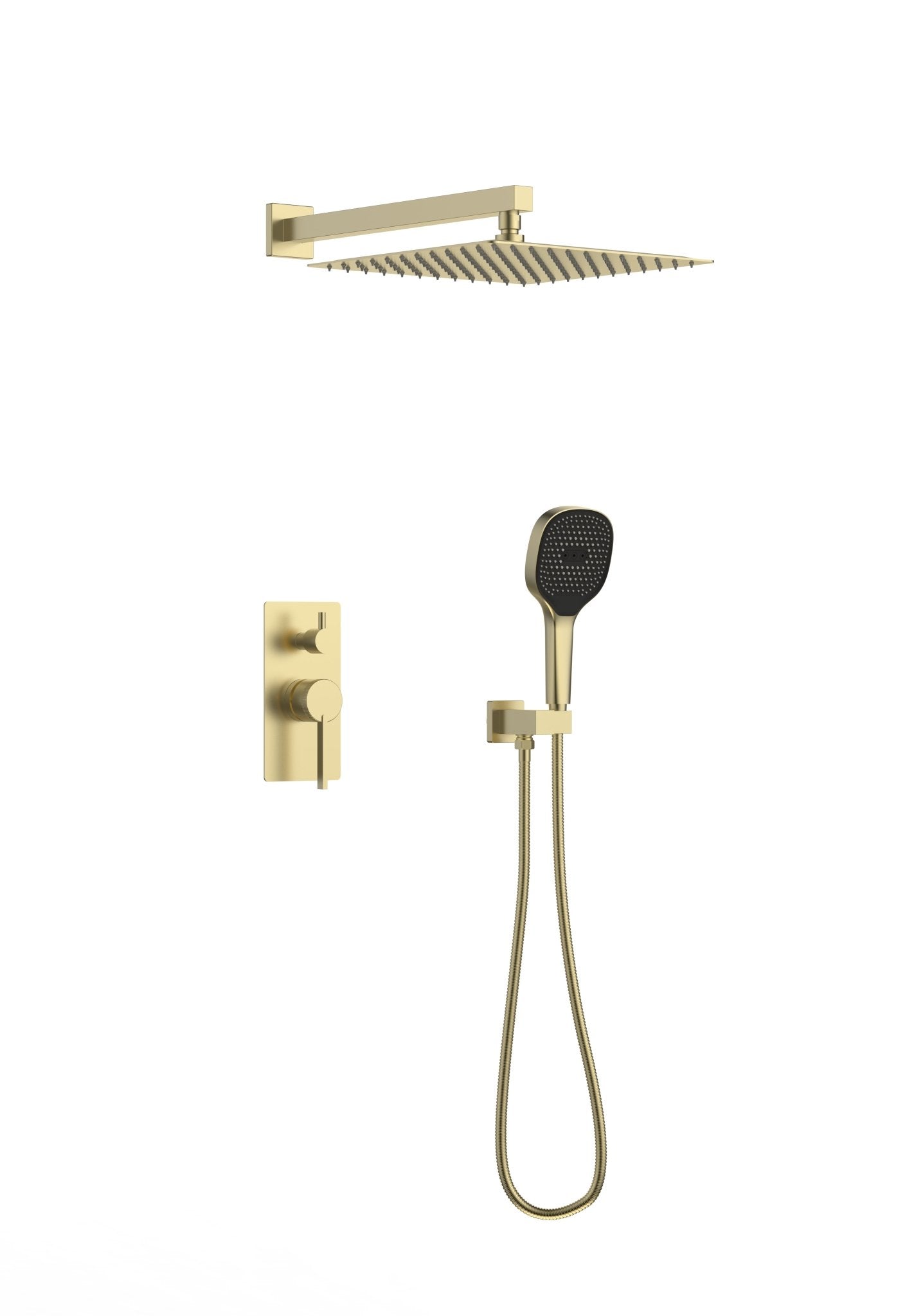 12" Pressure Balance Shower System with Hand Shower – Solid Brass, SUS304, 2 - Function - ShowerGun Metal