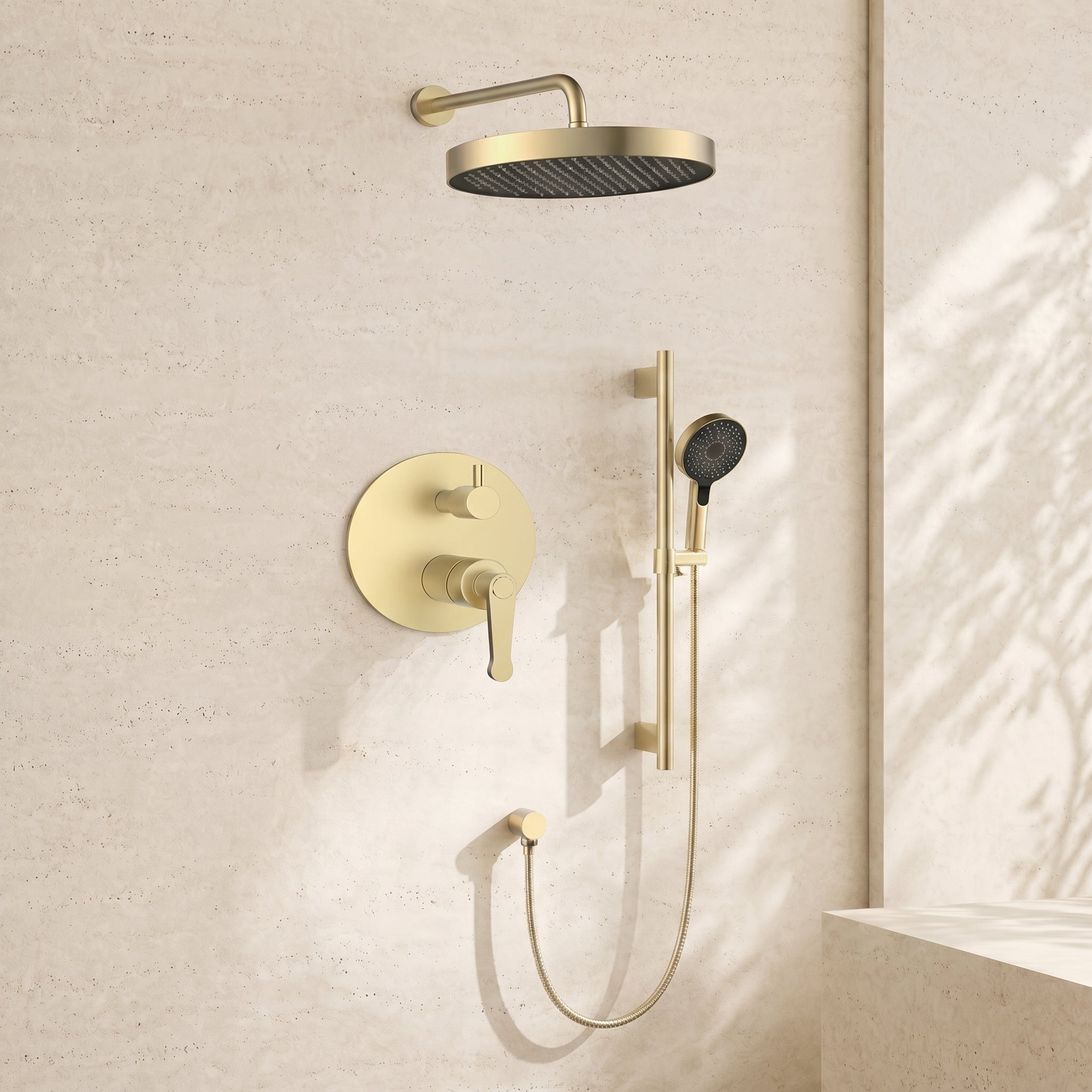 12" Rain Head & Hand Shower - Pressure Balance Shower System (Trim Kit) - ShowerBrushed Gold