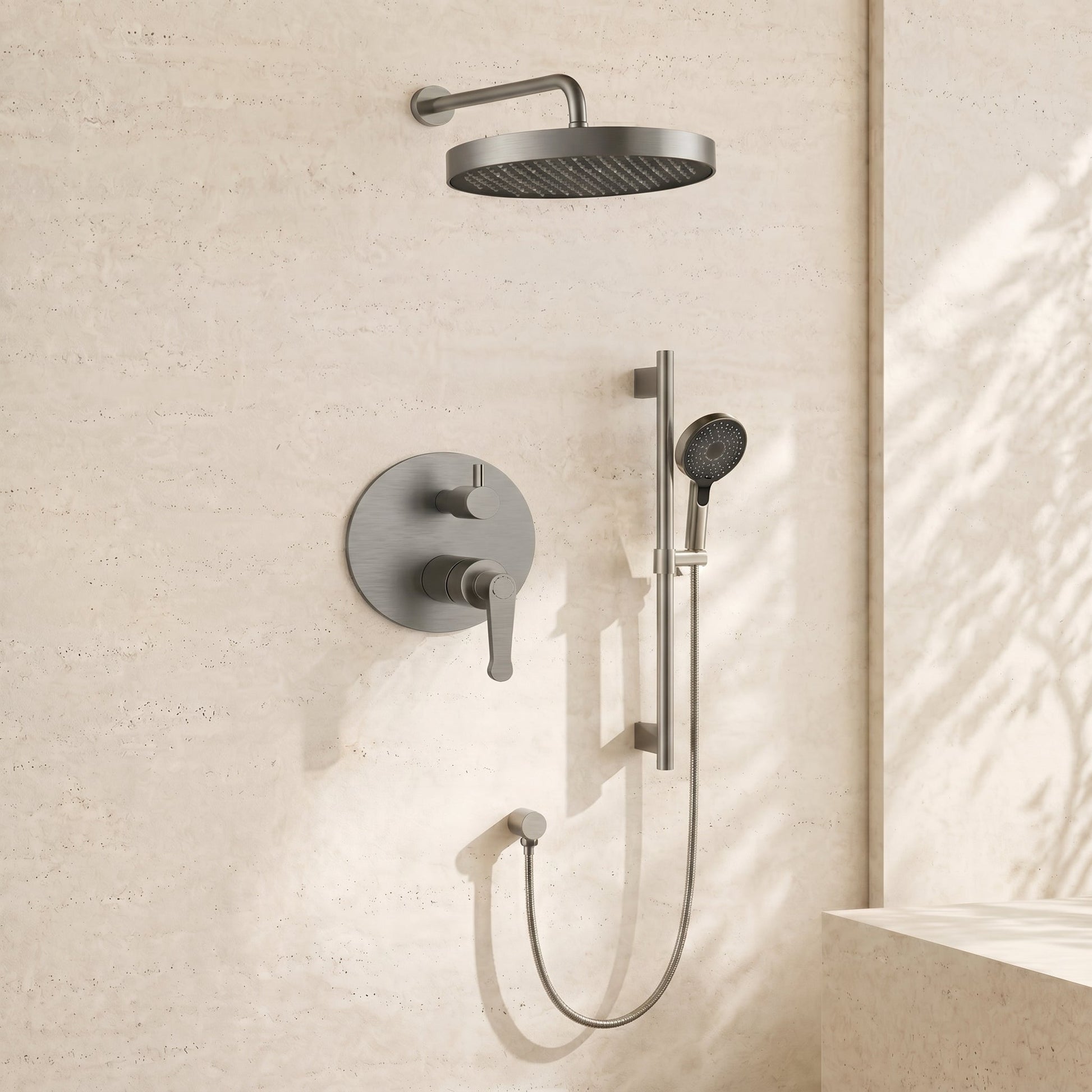 12" Rain Head & Hand Shower - Pressure Balance Shower System (Trim Kit) - ShowerGun Metal