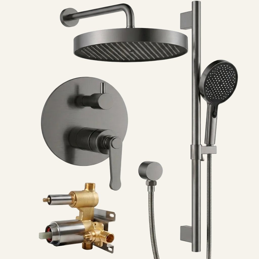 12" Rain Head & Hand Shower - Pressure Balance Shower System (Trim Kit) - ShowerGun Metal