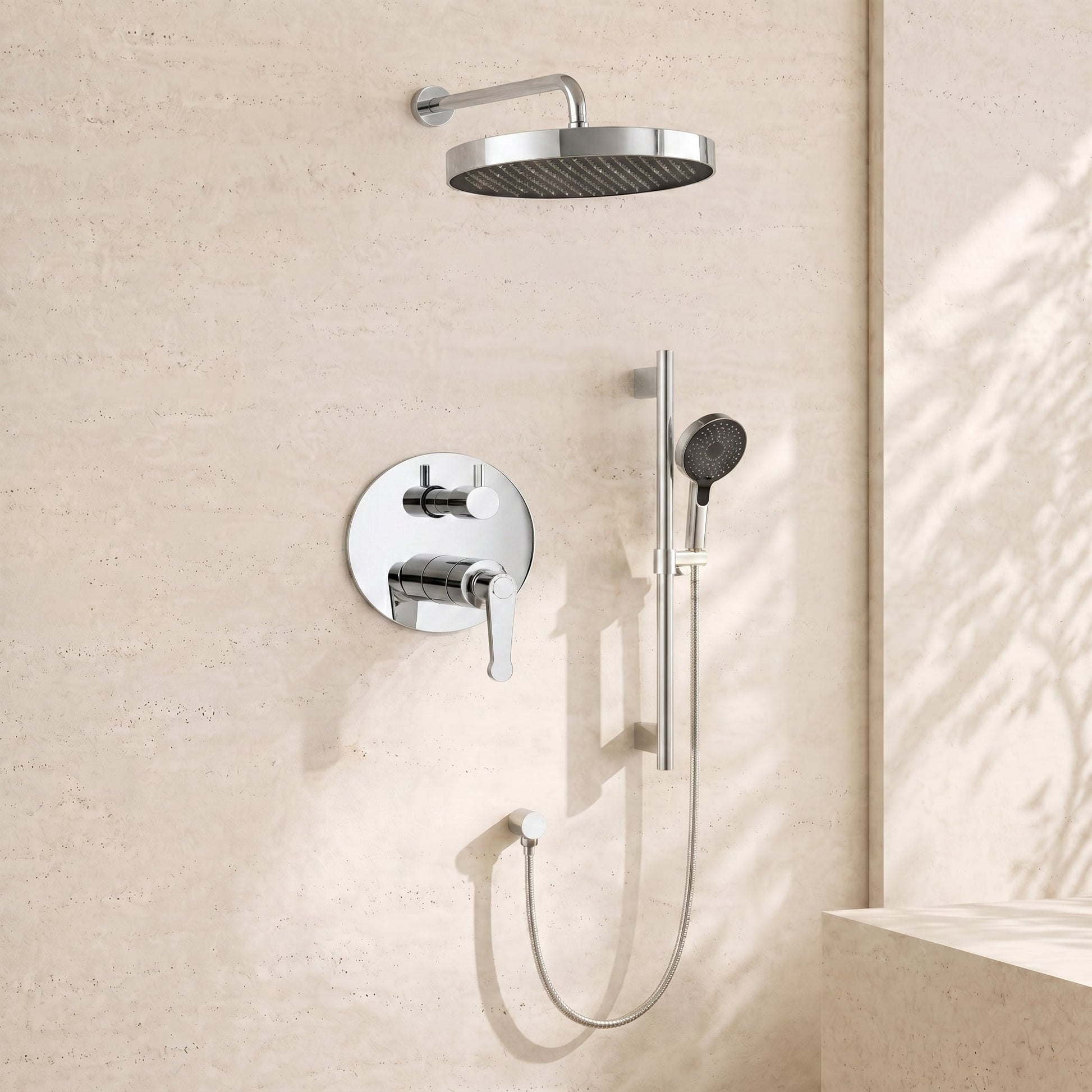 12" Rain Head & Hand Shower - Pressure Balance Shower System (Trim Kit) - ShowerPolished Chrome