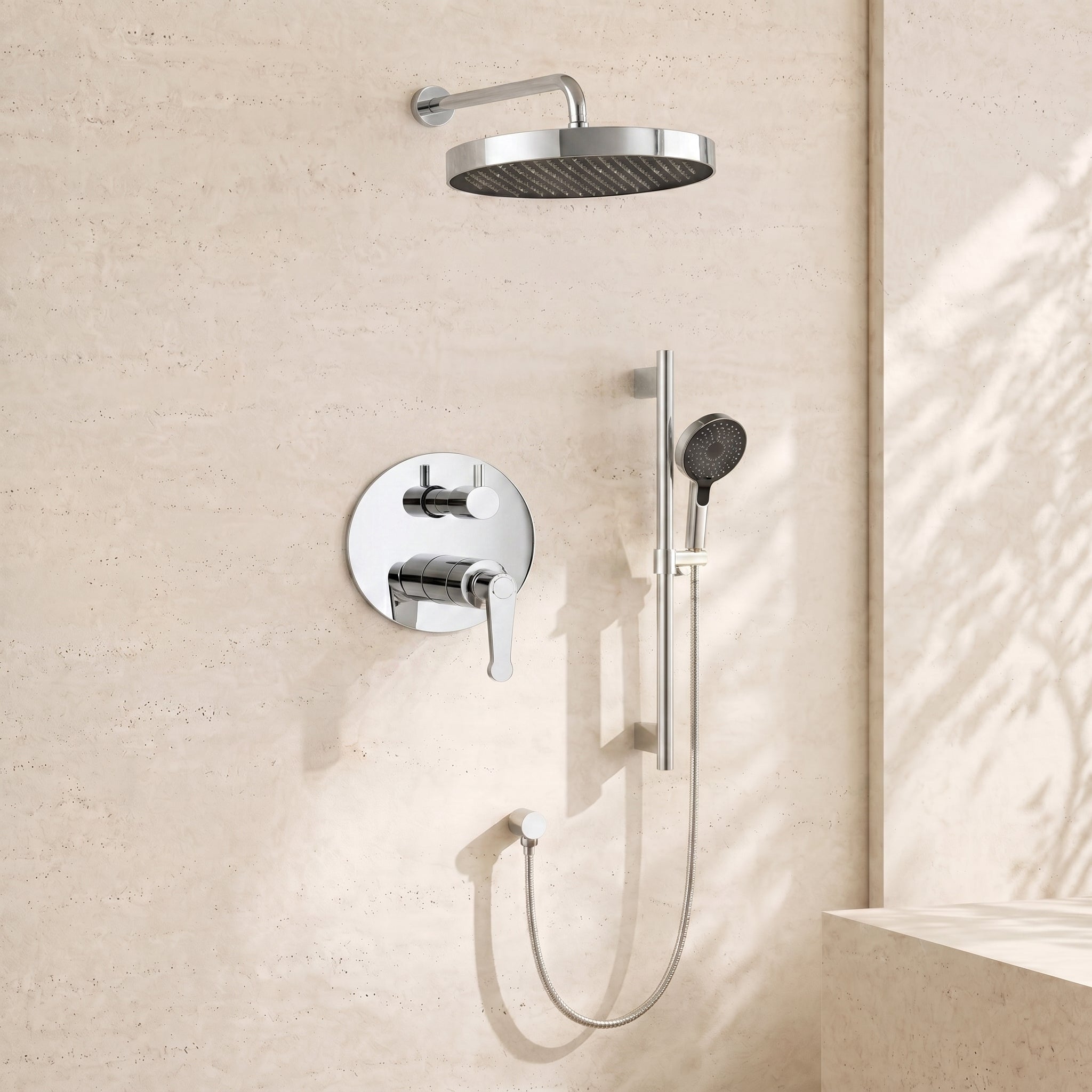 12" Rain Head & Hand Shower - Pressure Balance Shower System (Trim Kit) - ShowerPolished Chrome