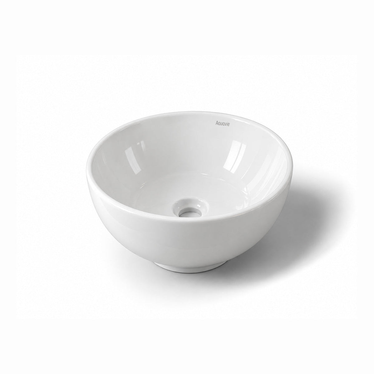 13" Round Ceramic Vessel Sink — Glossy White Above-Counter Basin -Vessel Sink