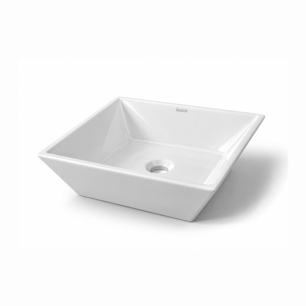 16.5" Square Ceramic Vessel Sink — Glossy White Above-Counter Basin -Vessel Sink